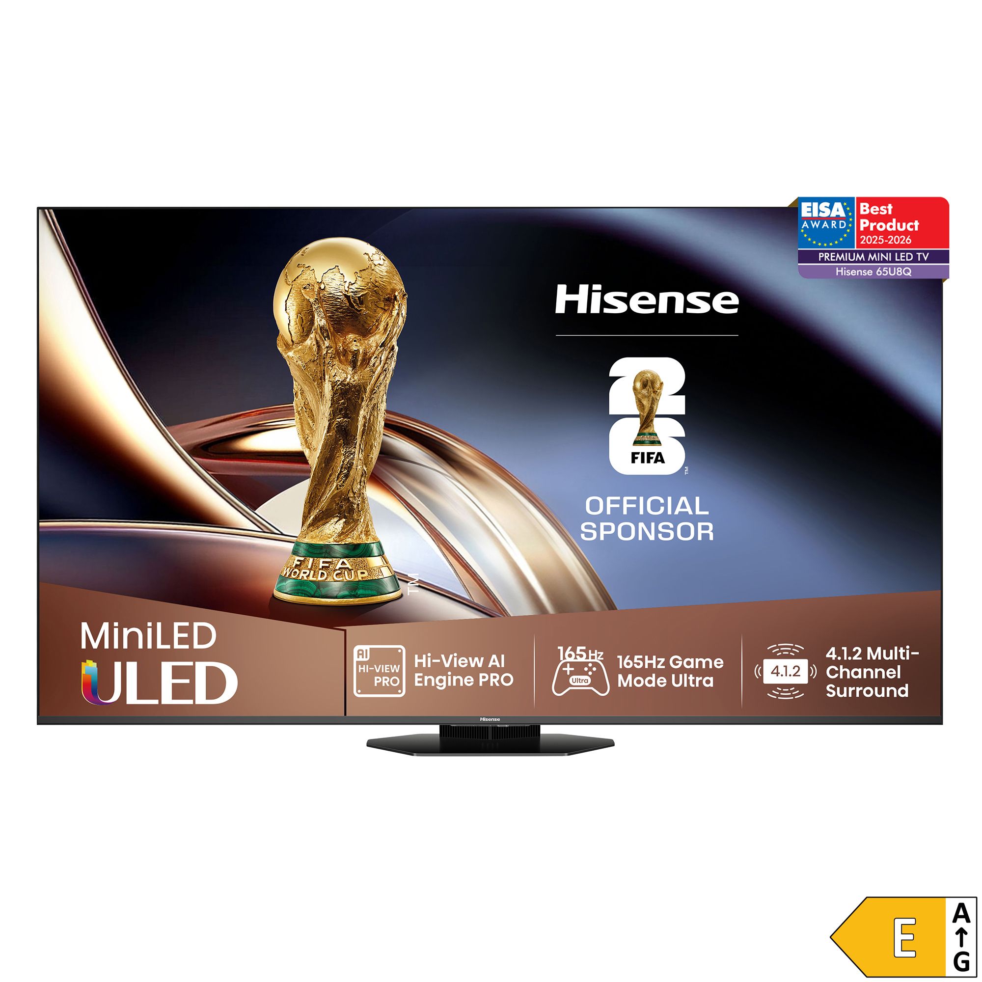 HISENSE 65"/ 164cm Mini LED Smart TV, EEK E Dolby Atmos Sprachsteuerung, Energieeffizienzklasse E