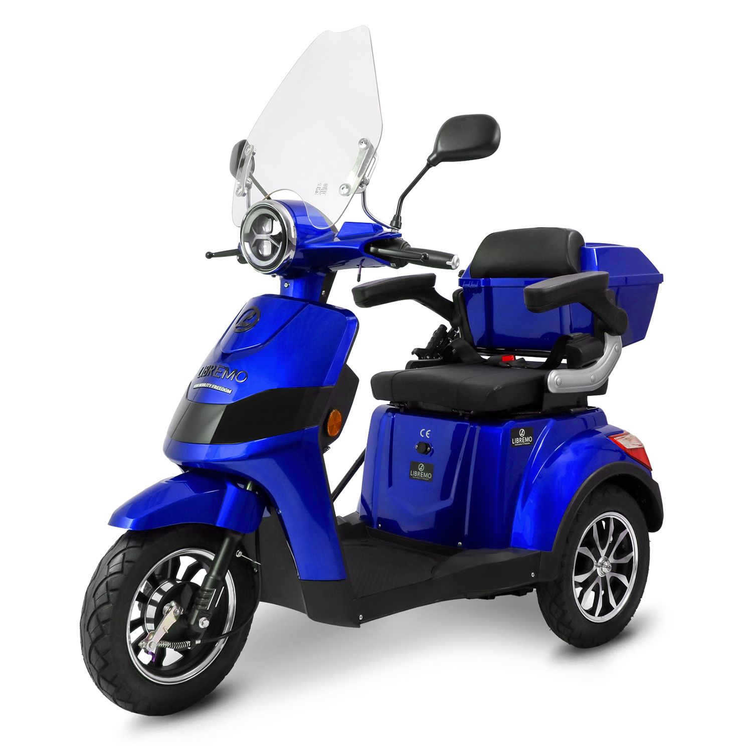 LIBREMO Trike Elektromobil 25km/h bis 75km Reichweite digitales Tacho Windschutzscheibe