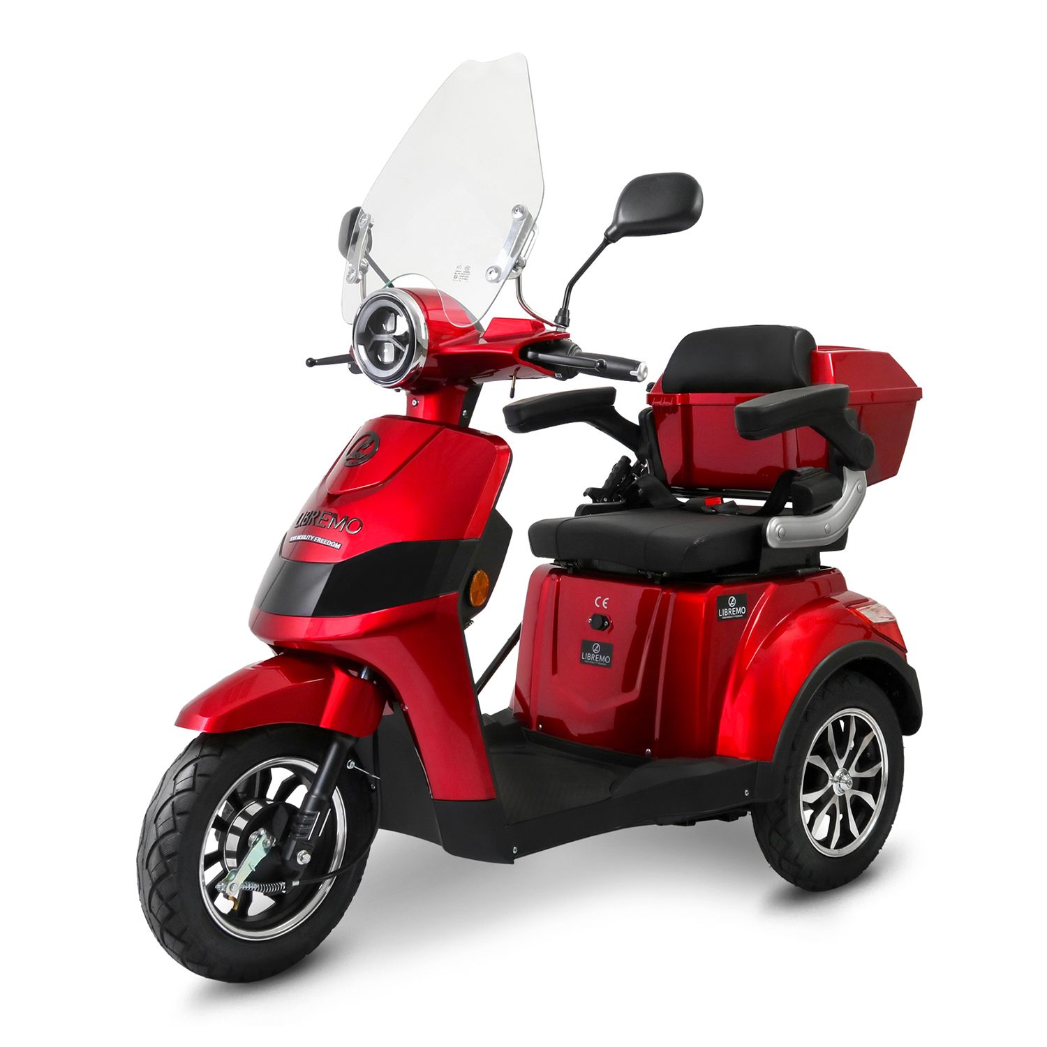 LIBREMO Trike Elektromobil 25km/h bis 75km Reichweite digitales Tacho Windschutzscheibe