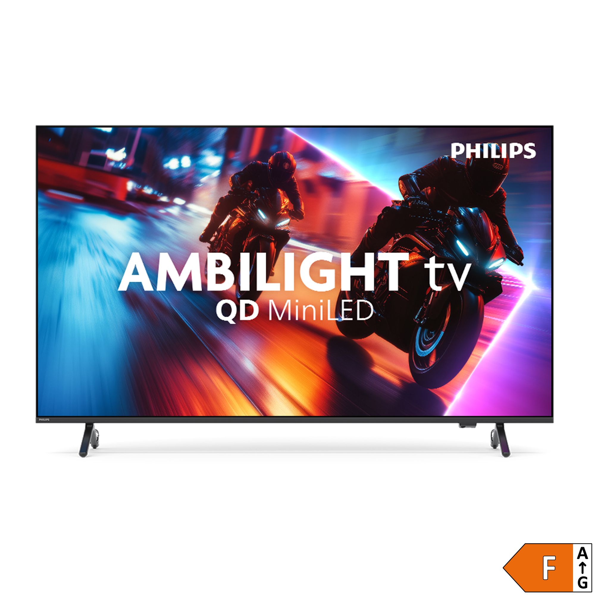 PHILIPS 75"/189cm 4K Mini LED Smart-TV EEK F 3-seitiges Ambilight Dolby Atmos Sound, Energieeffizienzklasse F