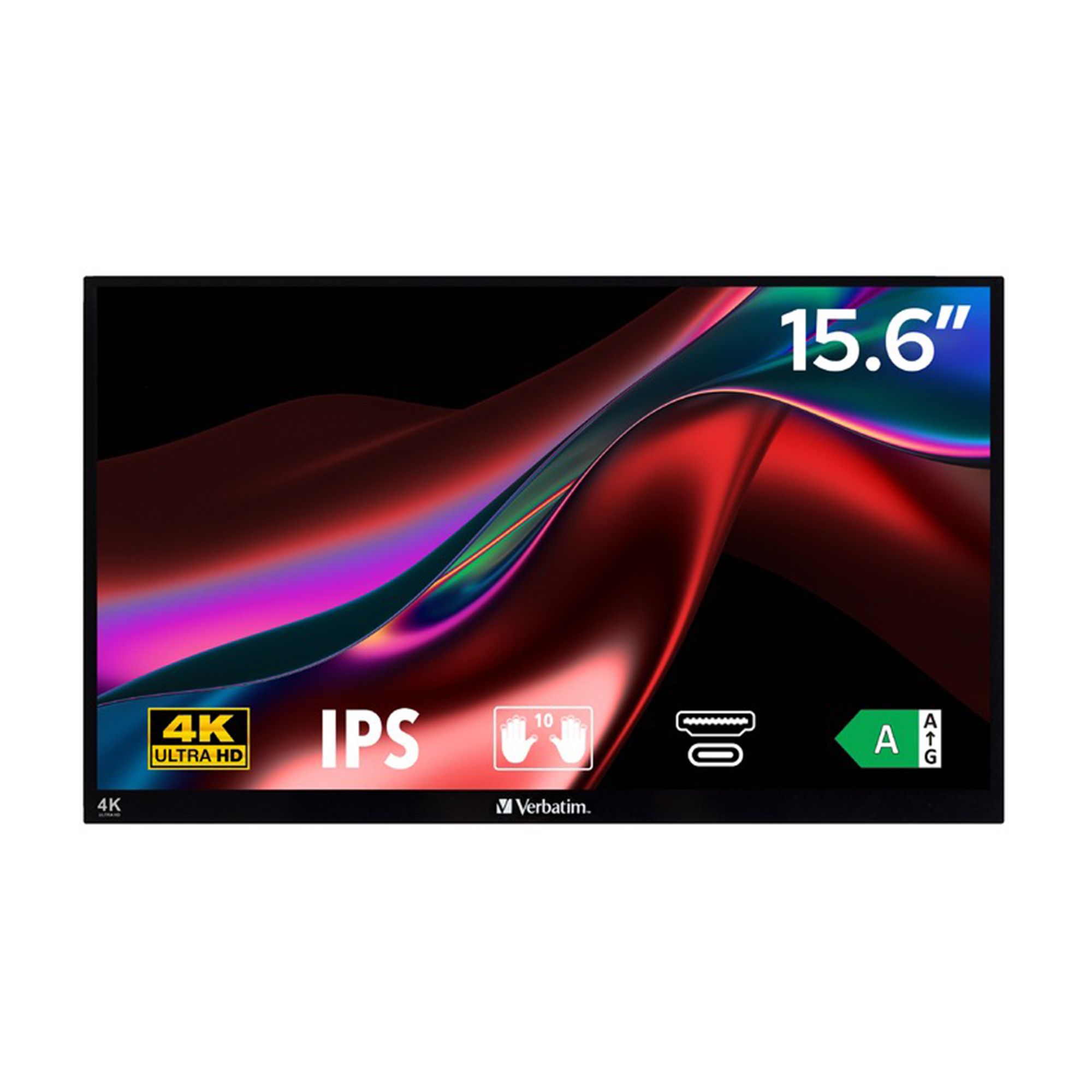VERBATIM Tragbarer Monitor 15,6/39,6cm Ultra HD Universel Kompatibel EEK A, Energieeffizienzklasse A