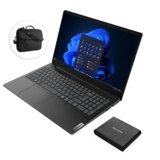 LENOVO 15,6"/ 39cm FHD Notebook, Intel Proz. Windows 11 Prof. mit Tasche & Laufwerk