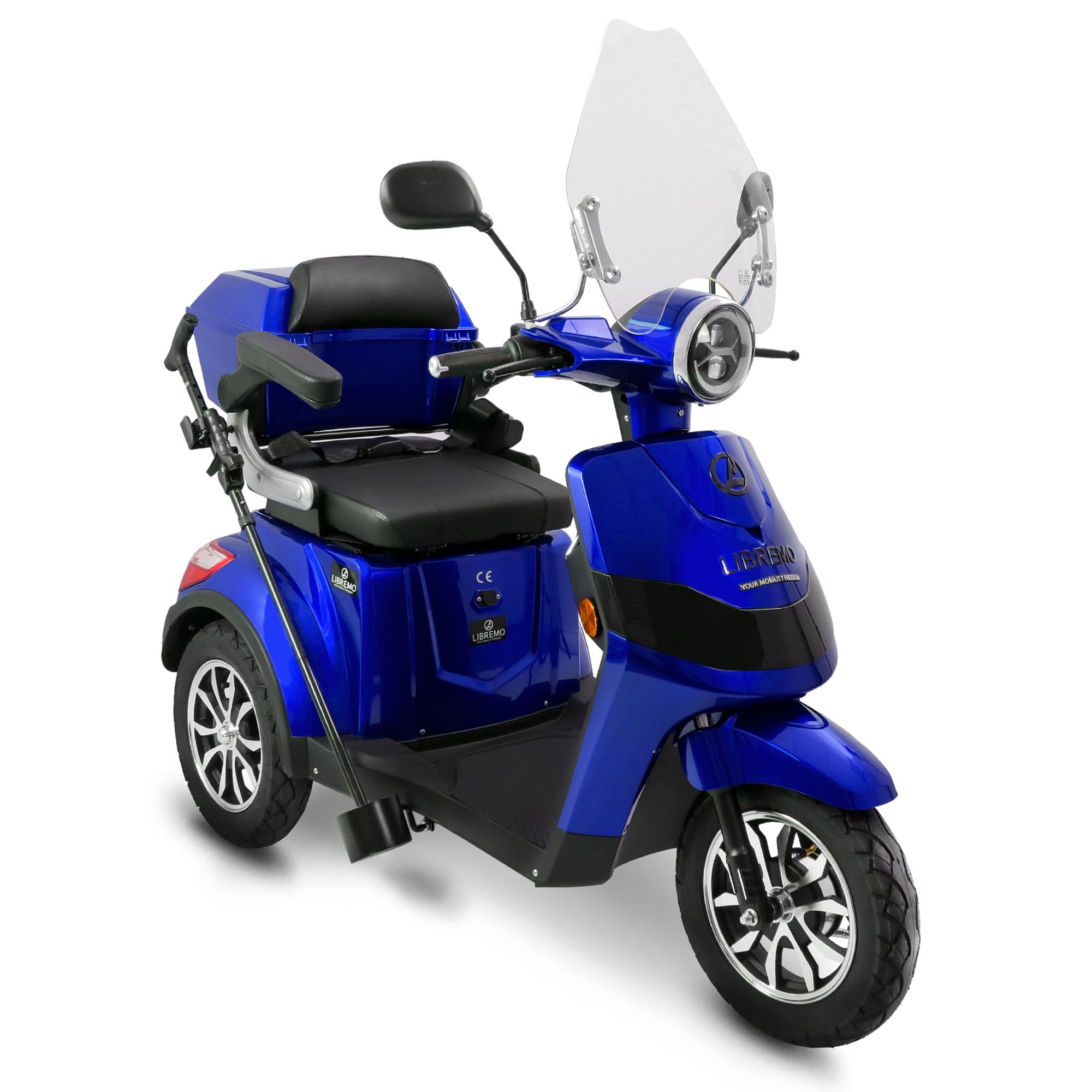 LIBREMO Trike Elektromobil 25km/h bis 75km Reichweite inkl. Pflegezubehör & Windschutzscheibe