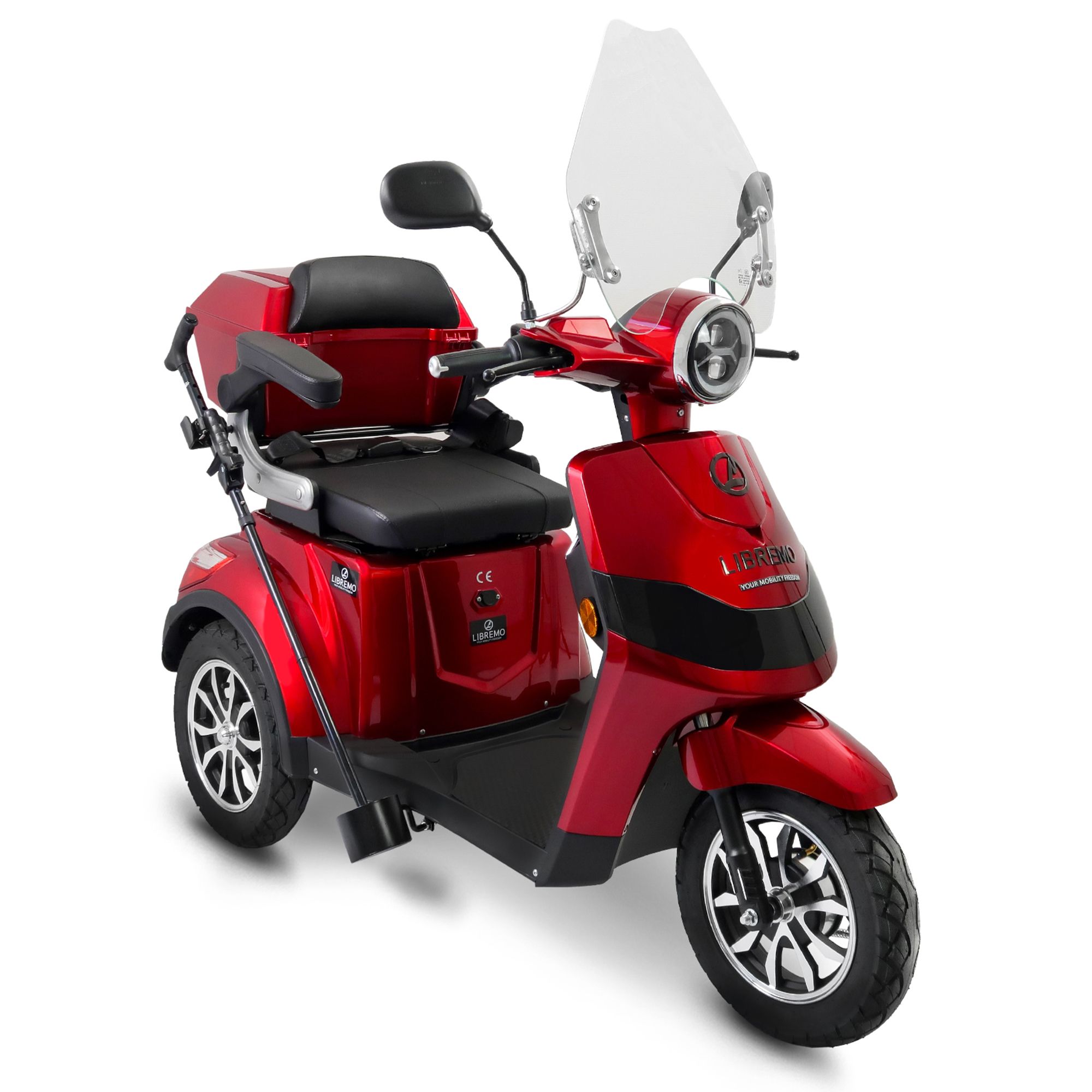 LIBREMO Trike Elektromobil 25km/h bis 75km Reichweite inkl. Pflegezubehör & Windschutzscheibe