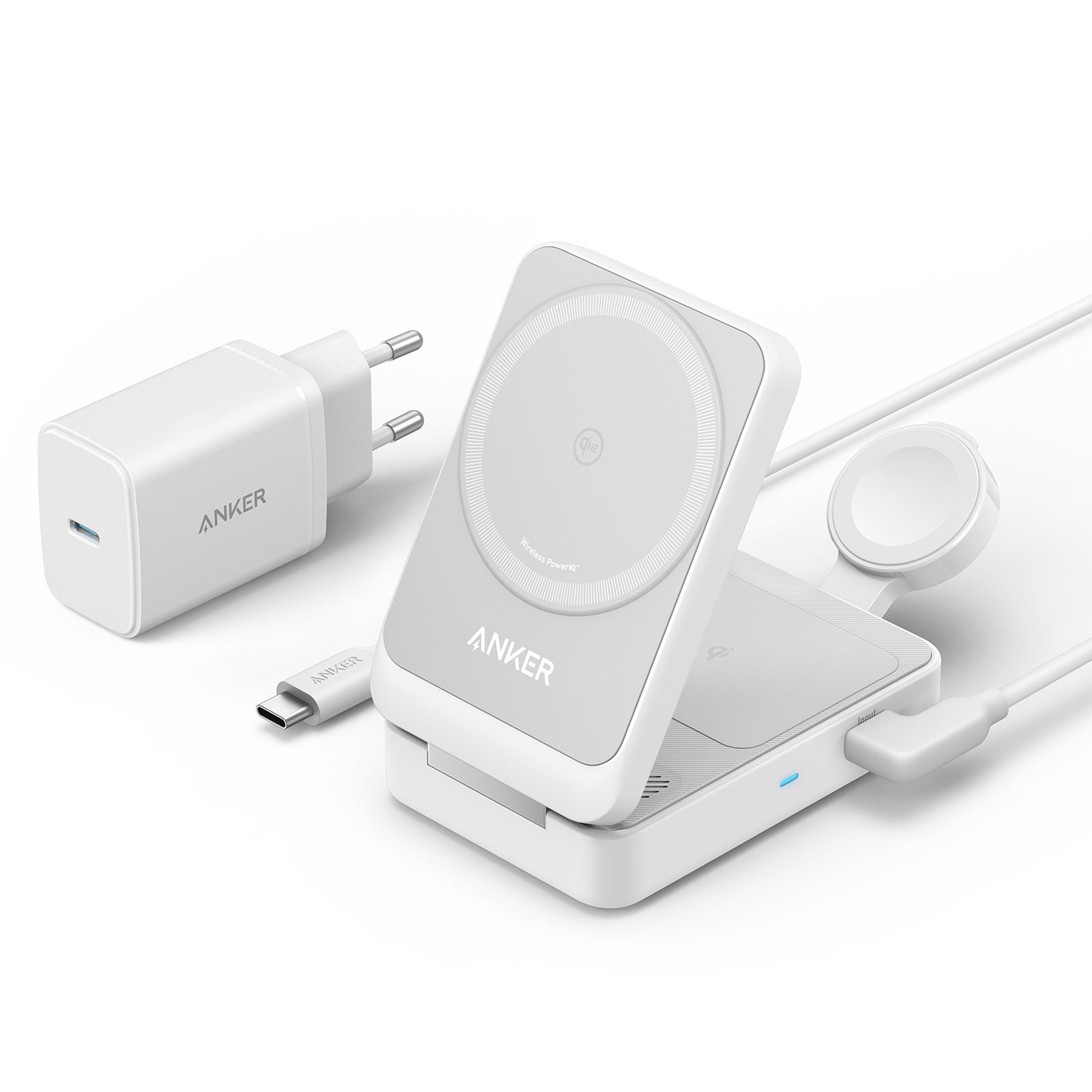 ANKER MagGo kabellose 3in1 Ladestation faltbar für Smartphone & Apple Watch