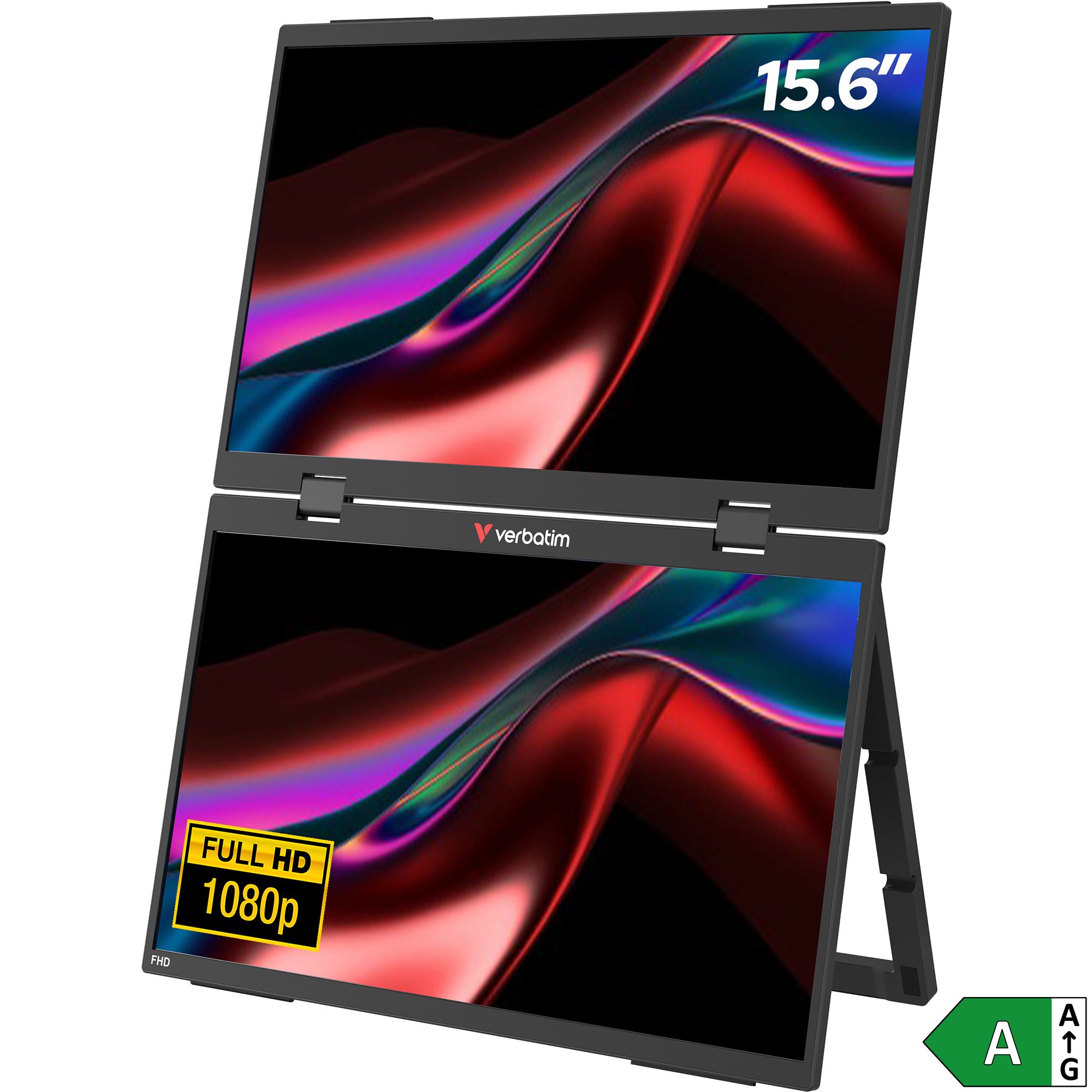 VERBATIM 15,6"/39,5cm Full HD Zweitbildschirm portabel, EEK A universal kompatibel, Energieeffizienzklasse A