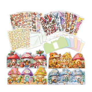 CRAFT BUDDY™ Grußkarten-Set Pilzhäuser inkl. Stanzbogen 99tlg.