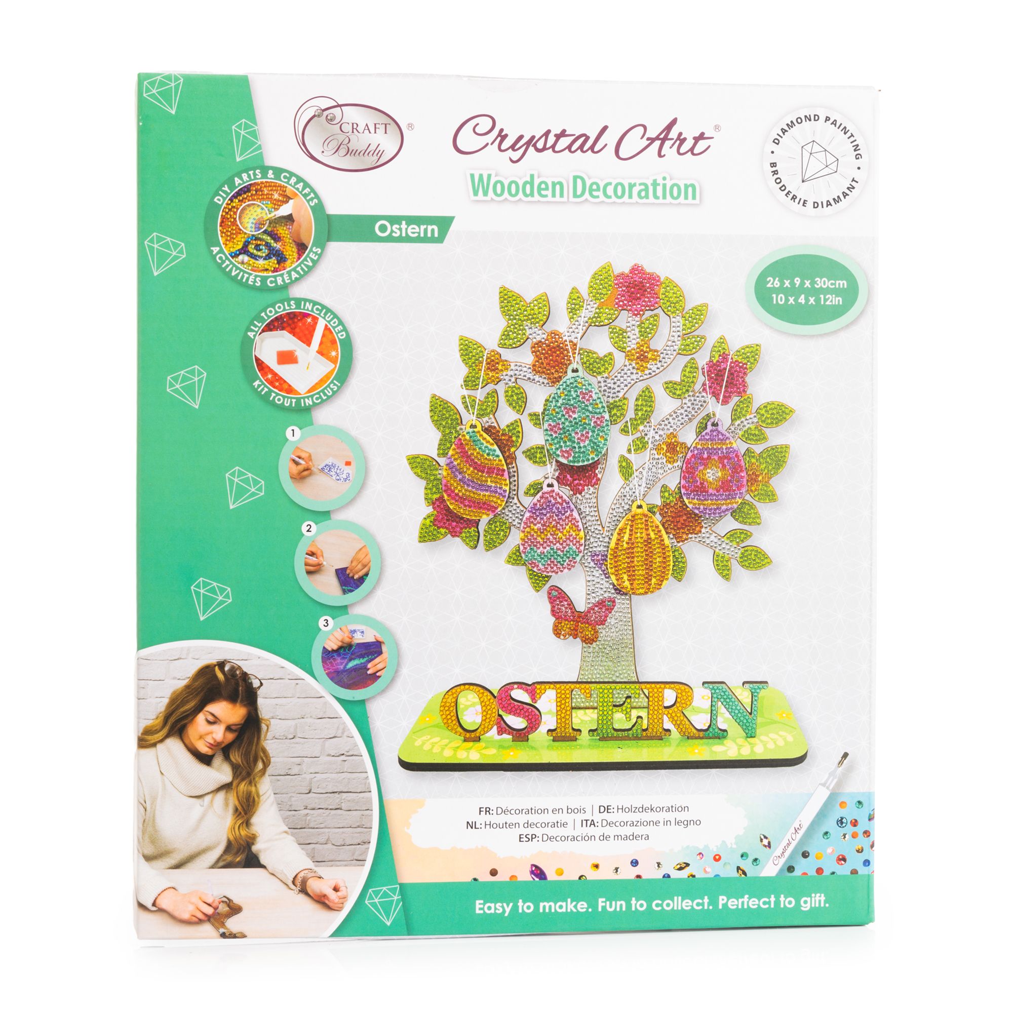 CRAFT BUDDY™ Diamond Painting 3D-Holzbaum inkl. Eiern 5tlg.