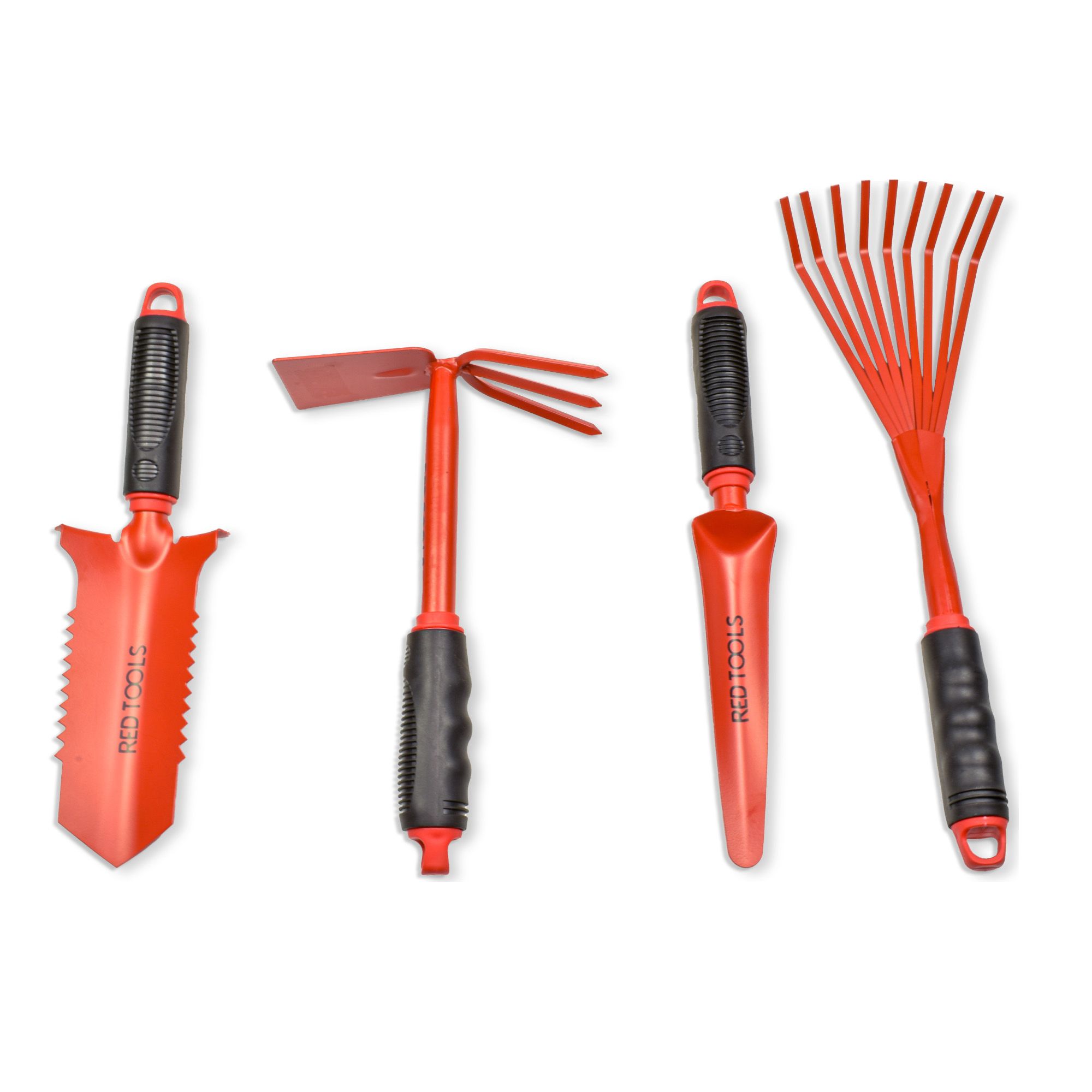 RED TOOLS Garten-Werkzeug-Set Hacke, Stecher, Spaten & Rechen 4tlg.