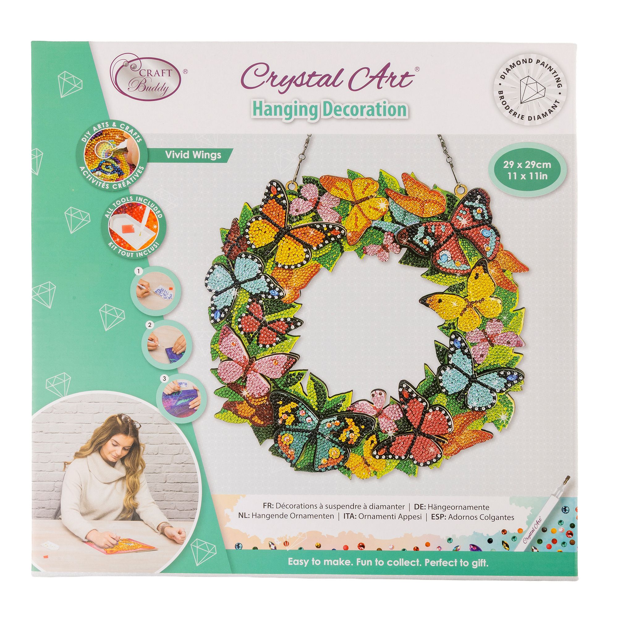 CRAFT BUDDY™ Diamond Painting 3D Kranz Schmetterlinge ca. 28cmd, 7tlg.