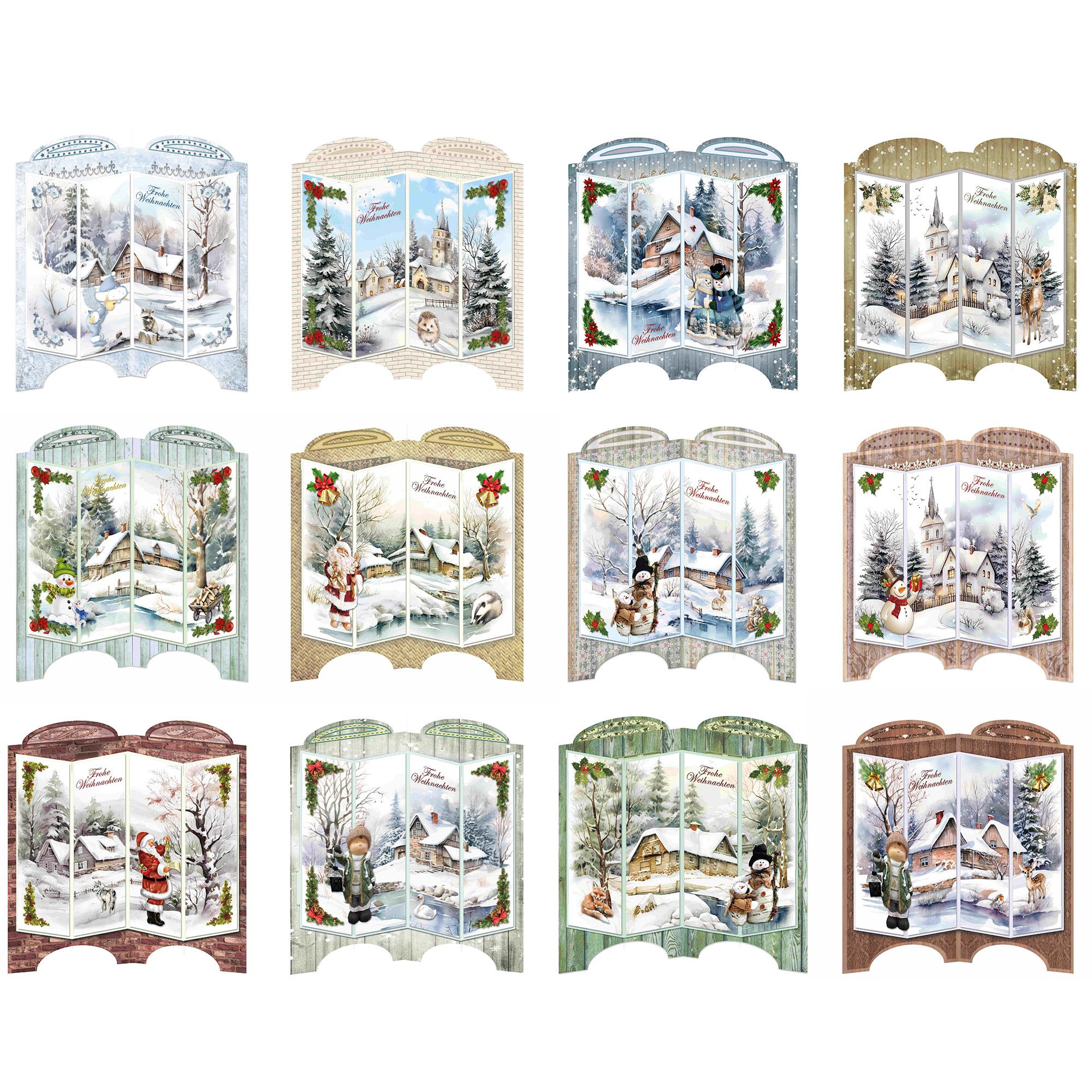 REDDY Grußkarten-Set Weihnachtliche Paraventkarten 45tlg.