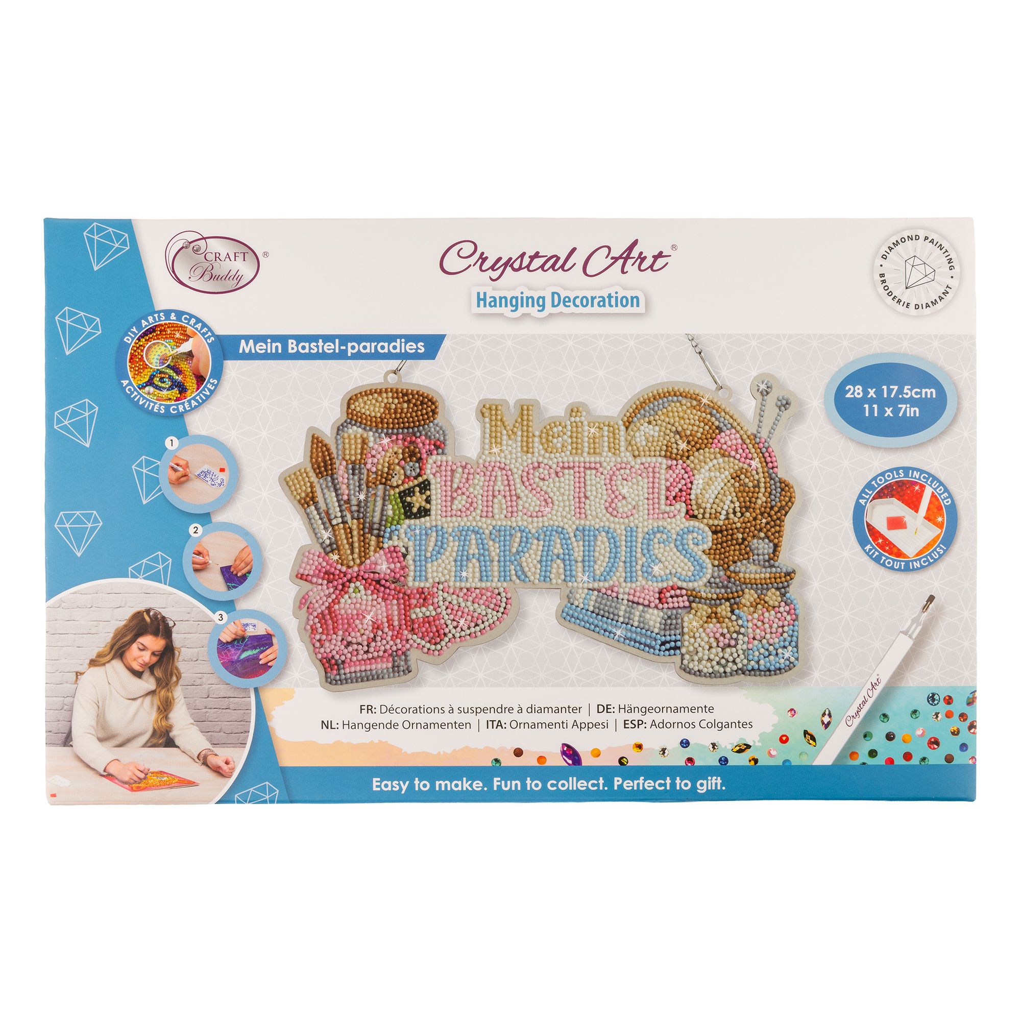 CRAFT BUDDY™ Diamond Painting Türschild ca. 28x22cm 7tlg.