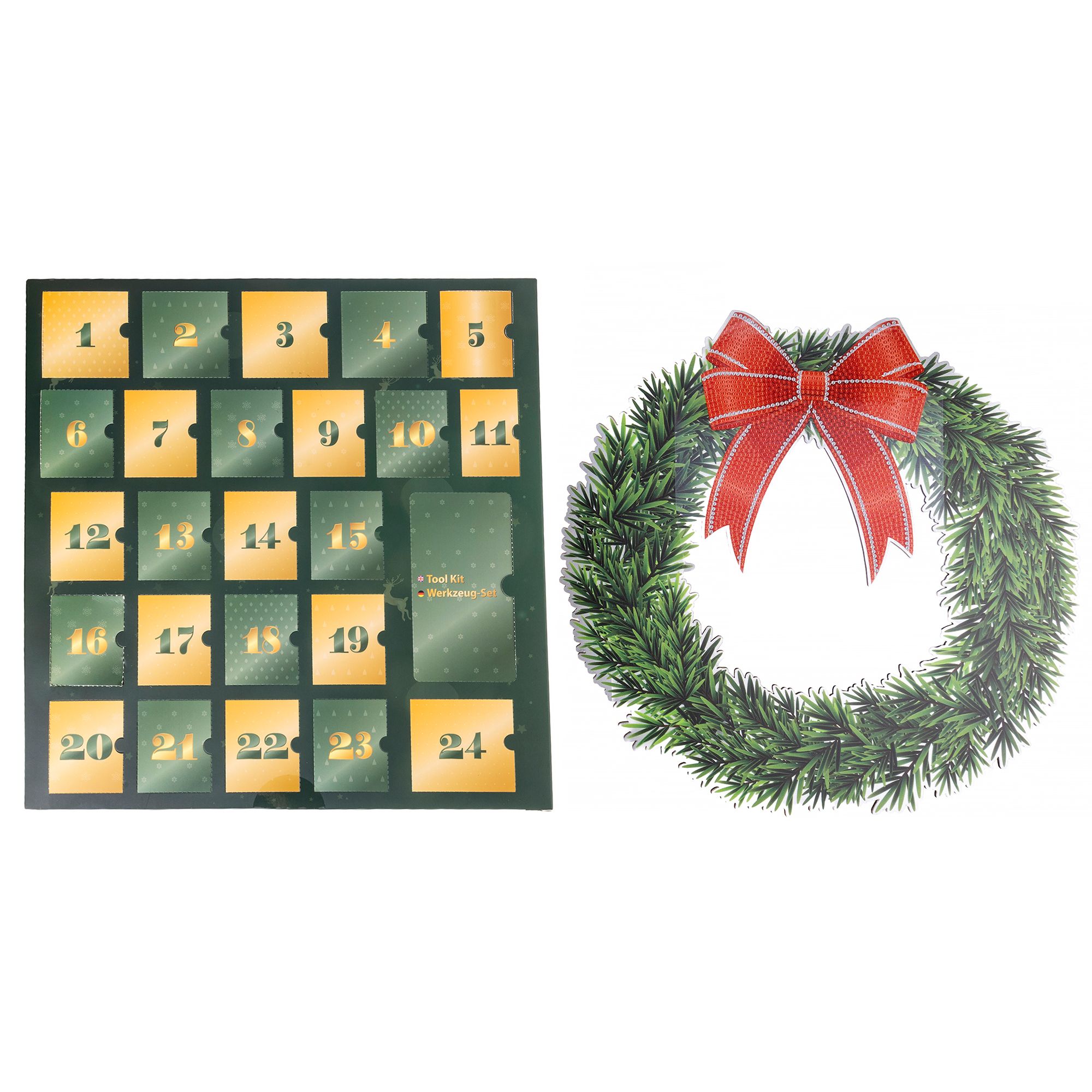 CRAFT BUDDY™ Diamond Painting-Set Adventskalender Kranz 28tlg.