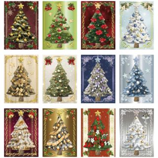 REDDY Grußkarten-Set Weihnachtsbaumkarten inkl. Stanzbogen 34tlg.