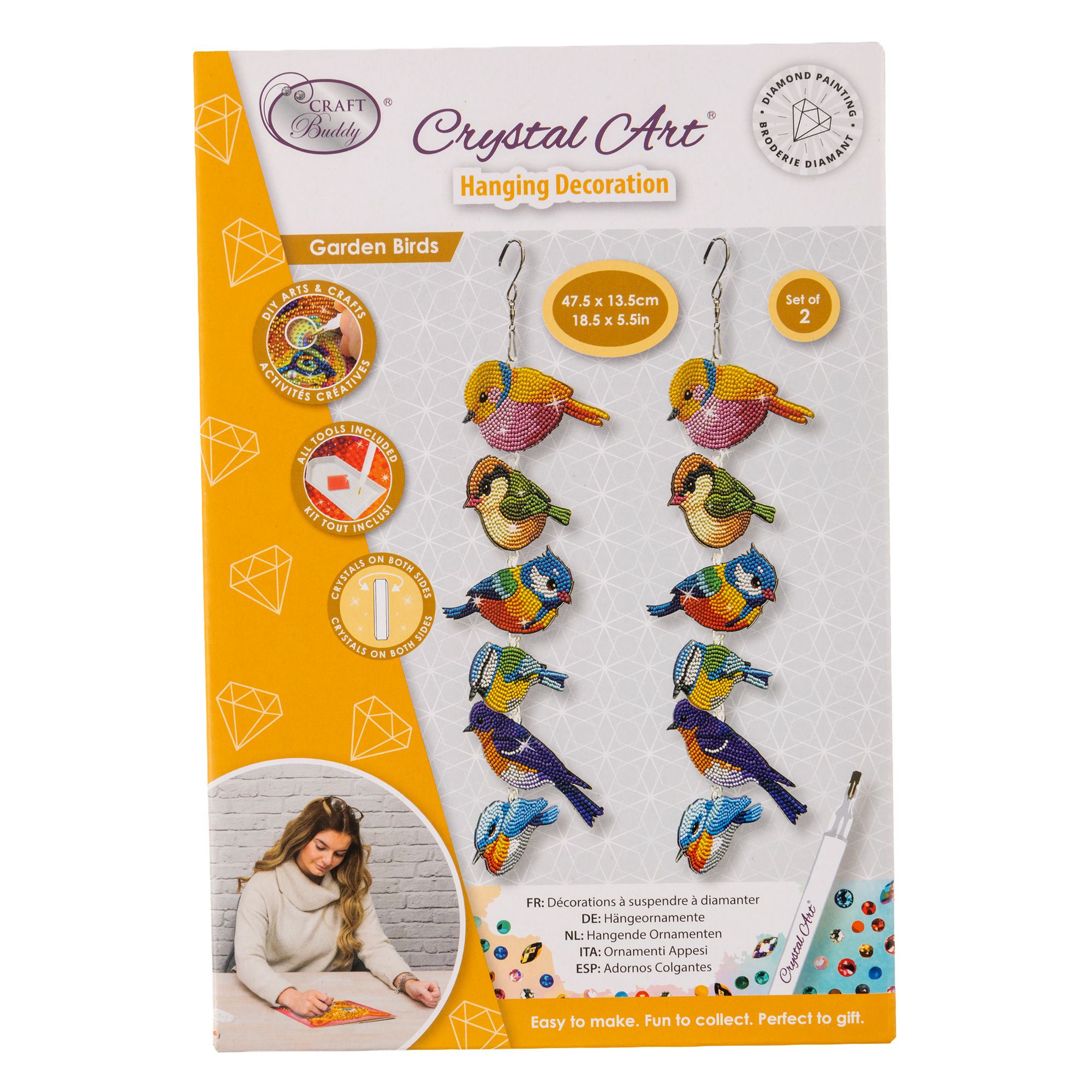 CRAFT BUDDY™ Diamond Painting Hängedekoration Vögel 8tlg.