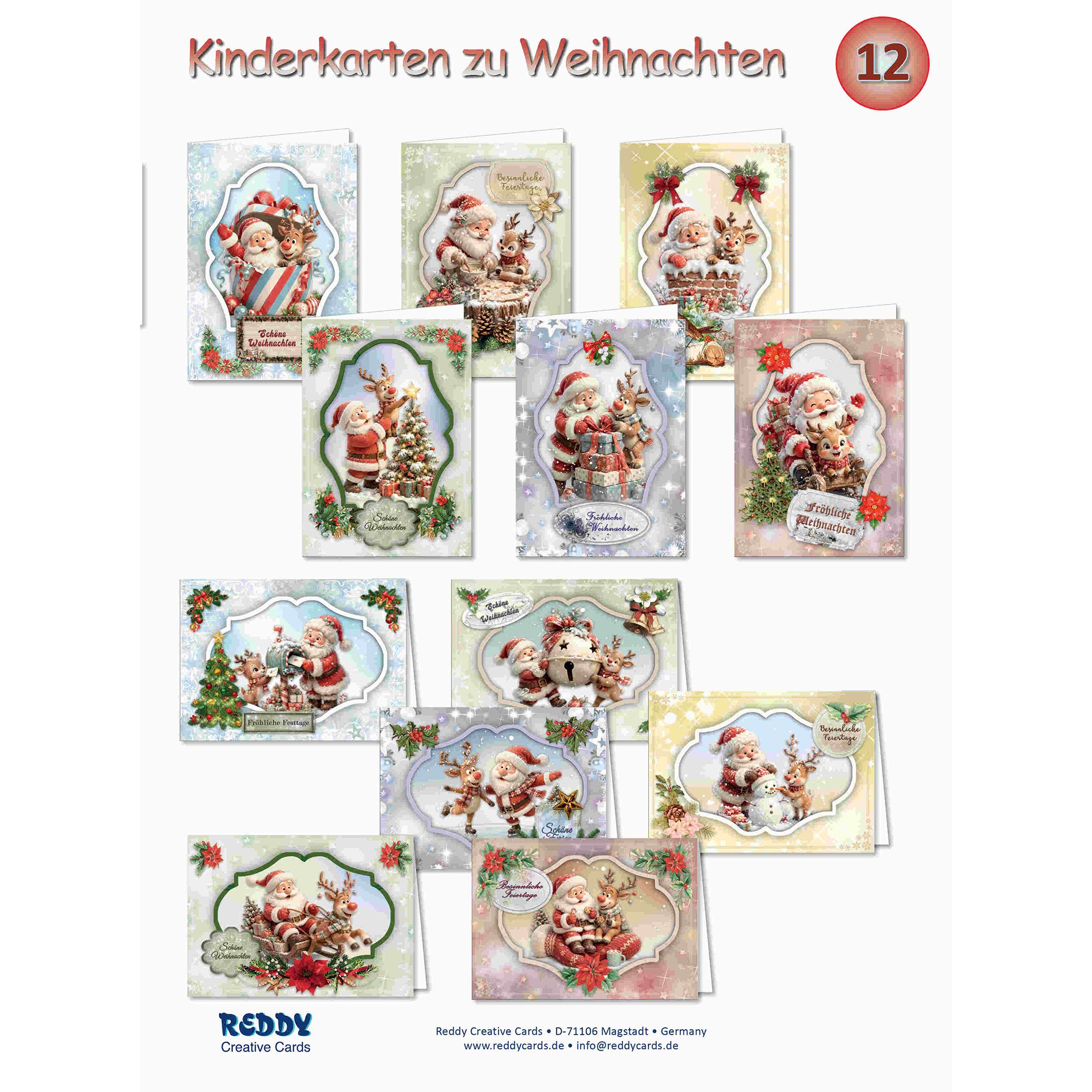 REDDY Grußkarten-Set Kinderkarten zu Weihnachten 34tlg.