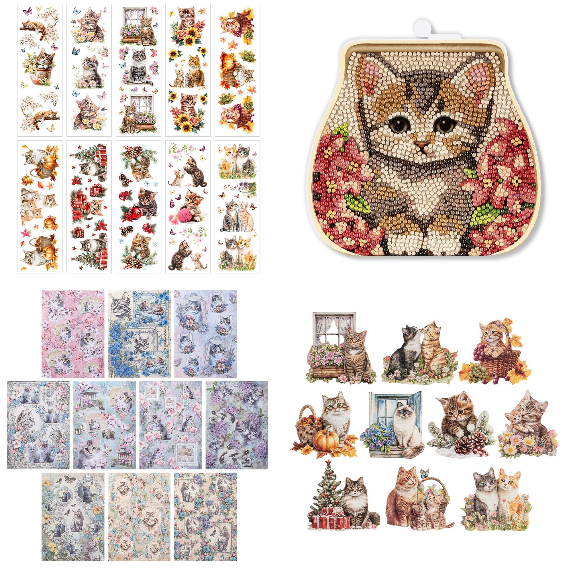 KARIN JITTENMEIER Grußkarten-Set Katzenfreunde inkl.Diamond Painting 50tlg.