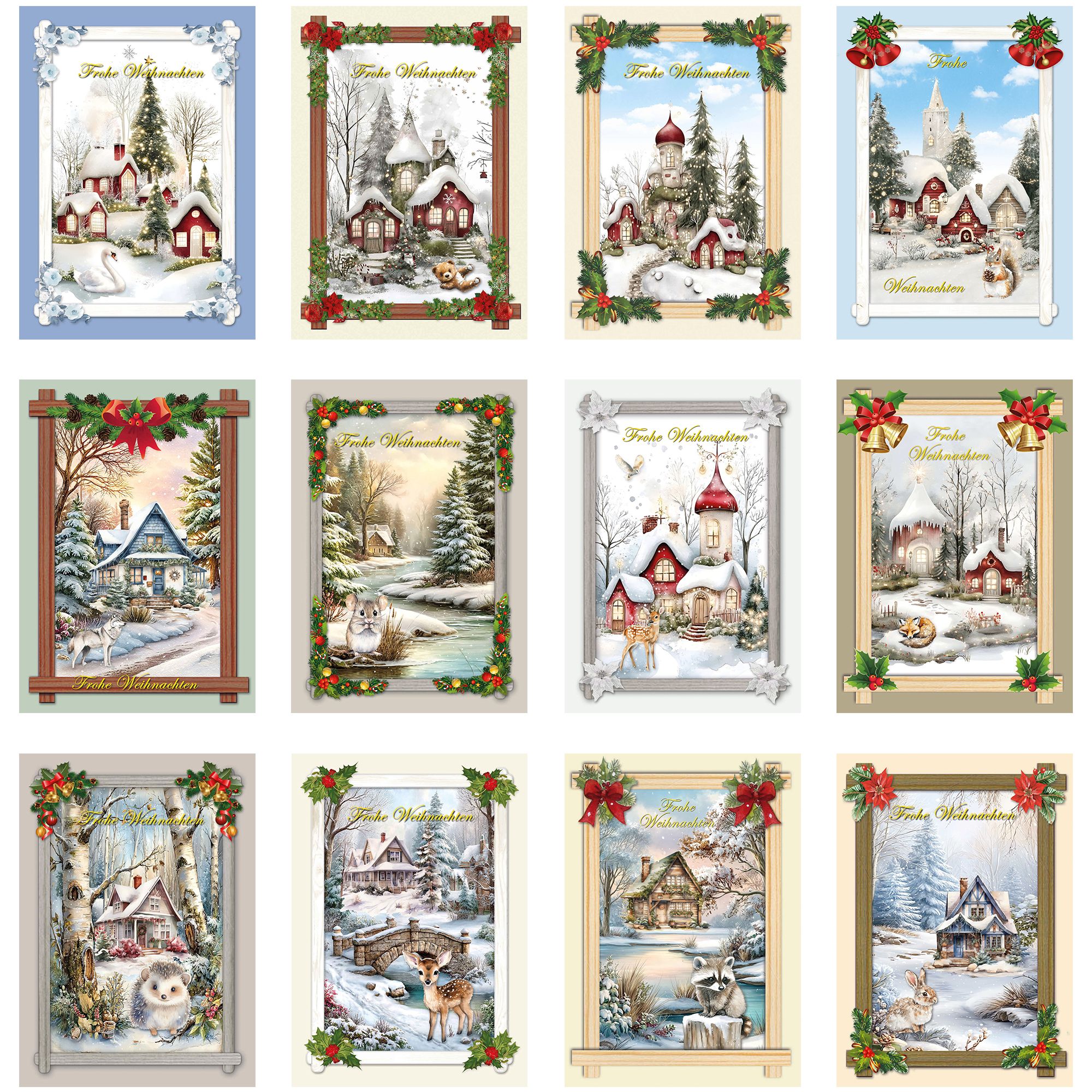 REDDY Grußkarten-Set Winterszenen Stanz- & Sticker- bogen, 35tlg.