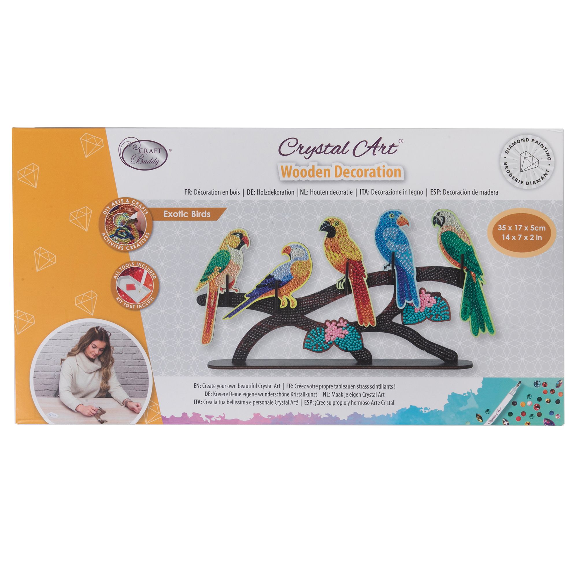 CRAFT BUDDY™ Diamond Painting-Set Vögel auf Zweig ca. 35x5x17cm 6tlg.