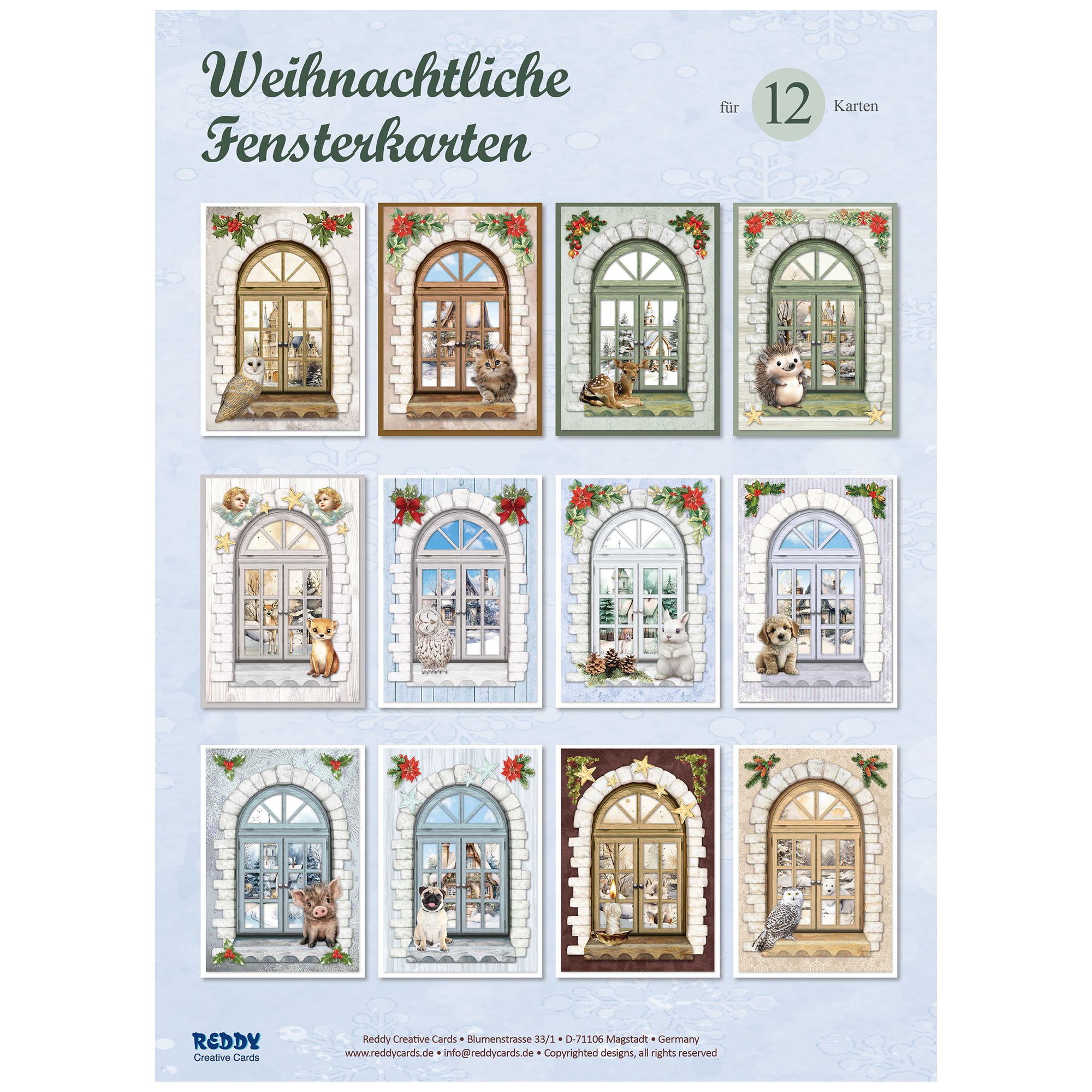 REDDY Grußkarten-Set Fensterkarten inkl. Stanzbogen 41tlg.