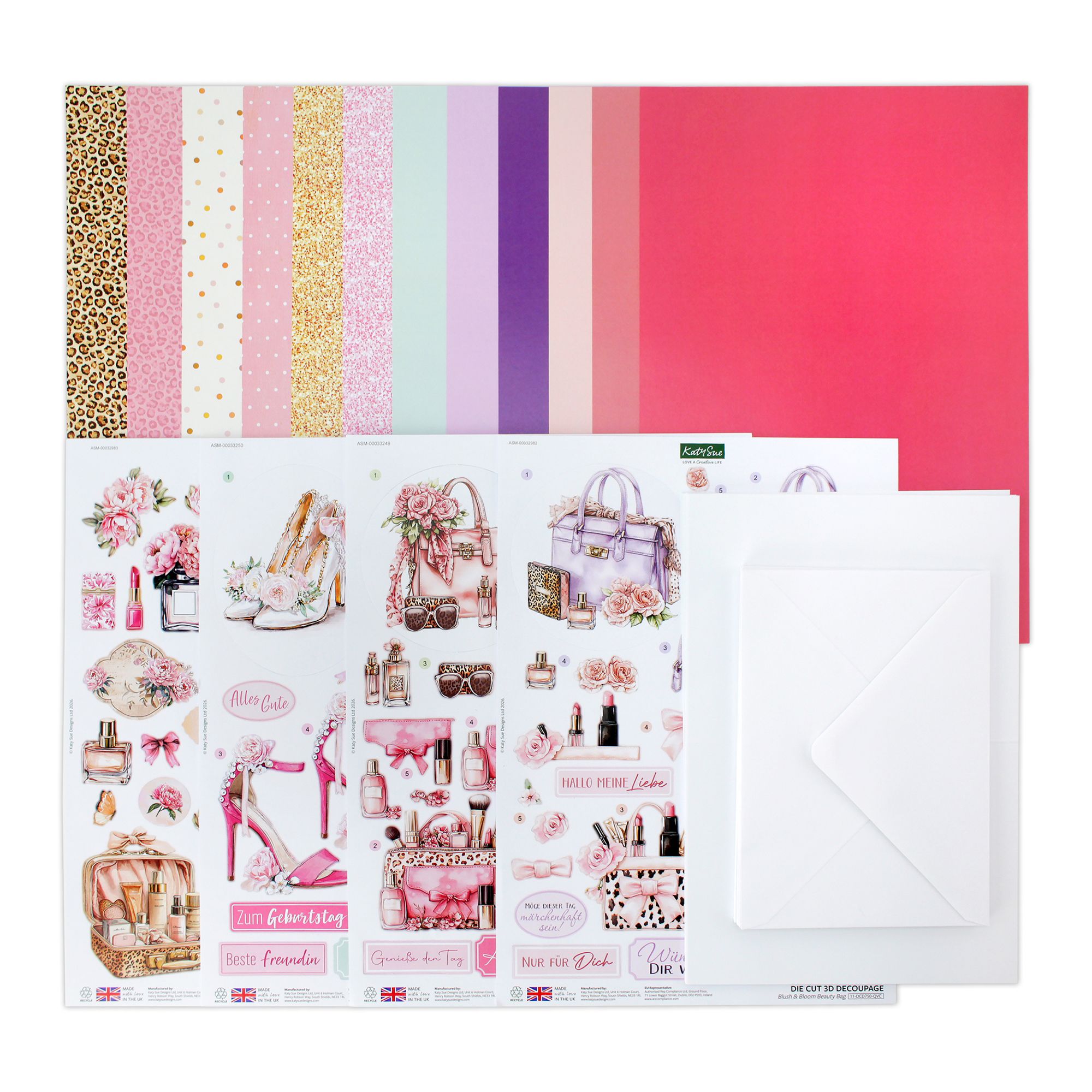 KATY SUE Gurßkarten-Set Riviera Rose inkl. Stanzbogen 60tlg.