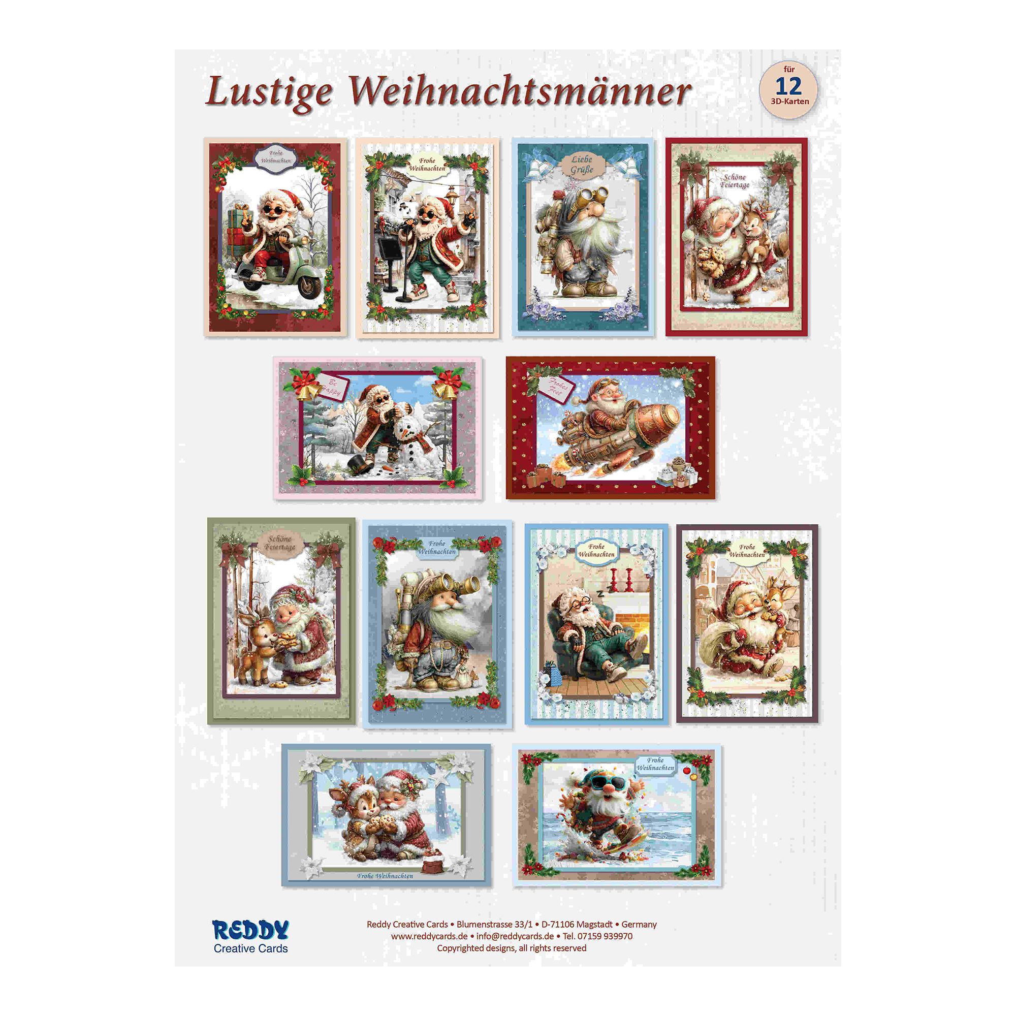 REDDY Grußkarten-Set lustige Weihnachts- männer versch. Designs, 37tlg.