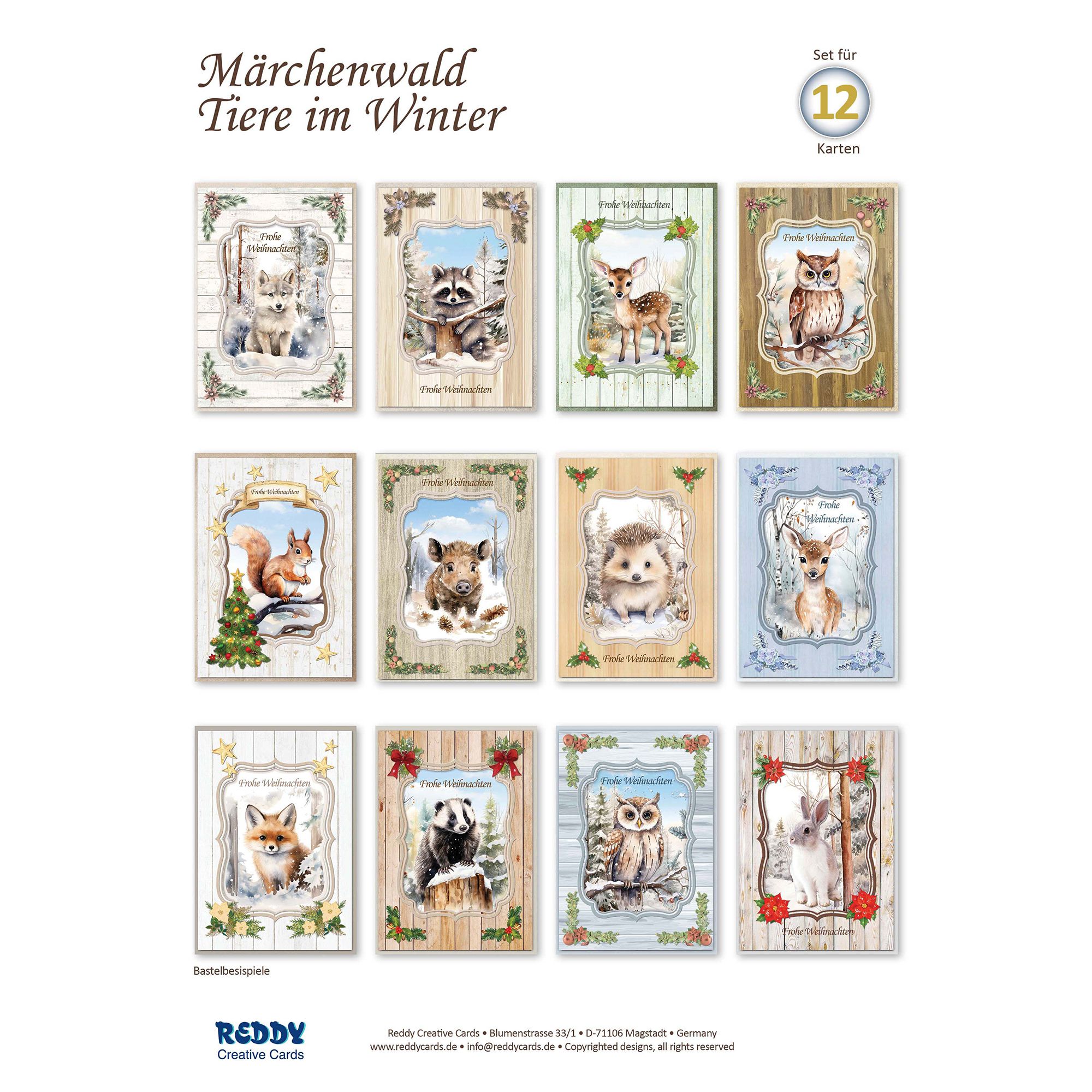 REDDY Grußkarten-Set Winterwaldmärchen inkl. Stanzbogen 36tlg.