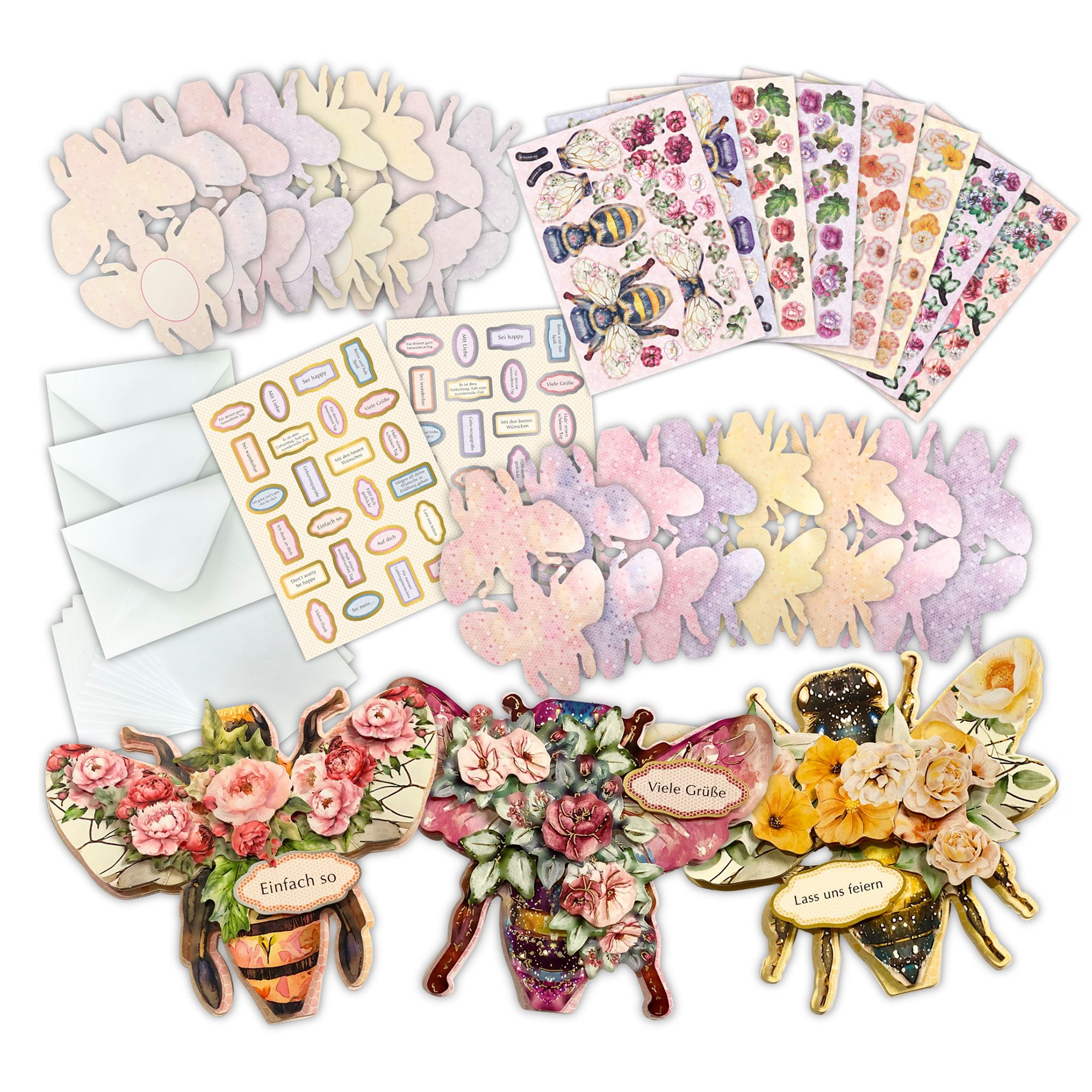 CRAFT BUDDY™ Grußkarten-Set Bienen inkl. Stanzbogen 51tlg.