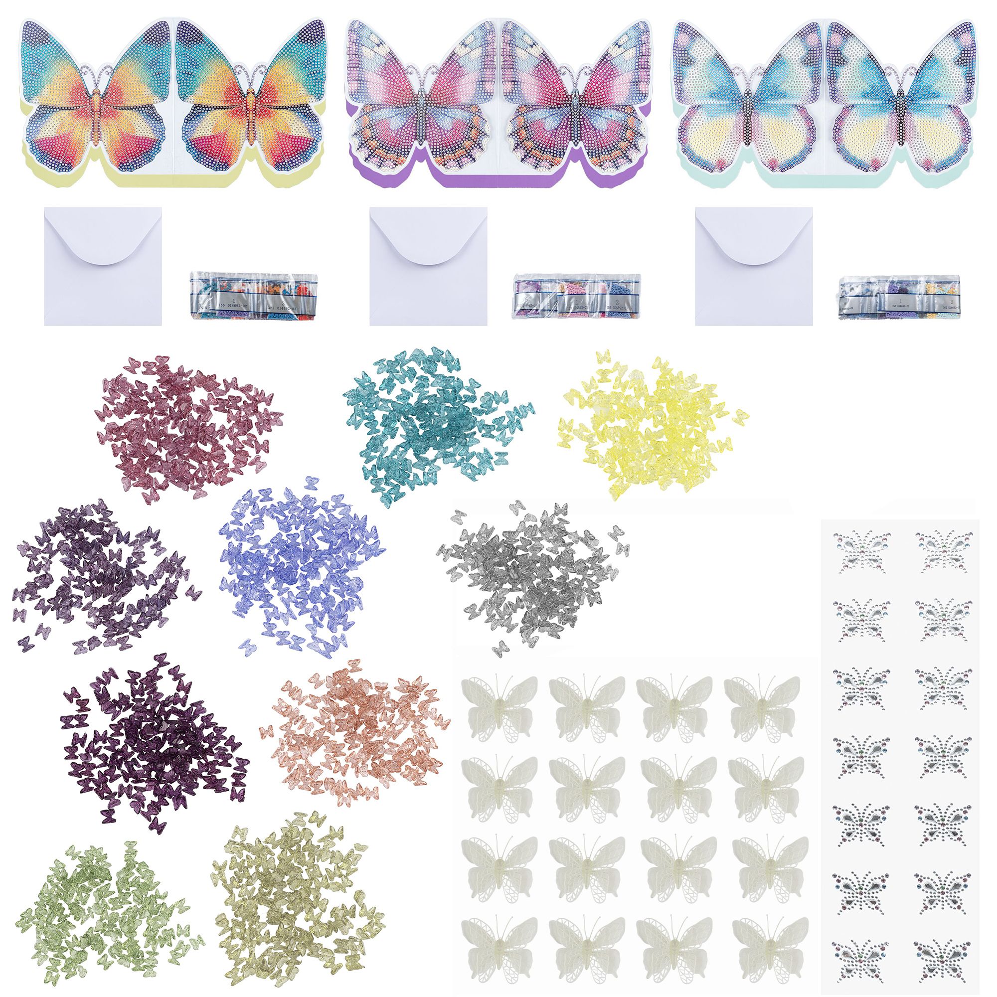 KARIN JITTENMEIER Grußkarten-Set Schmetterlinge inkl. Strass-Steine 39tlg.