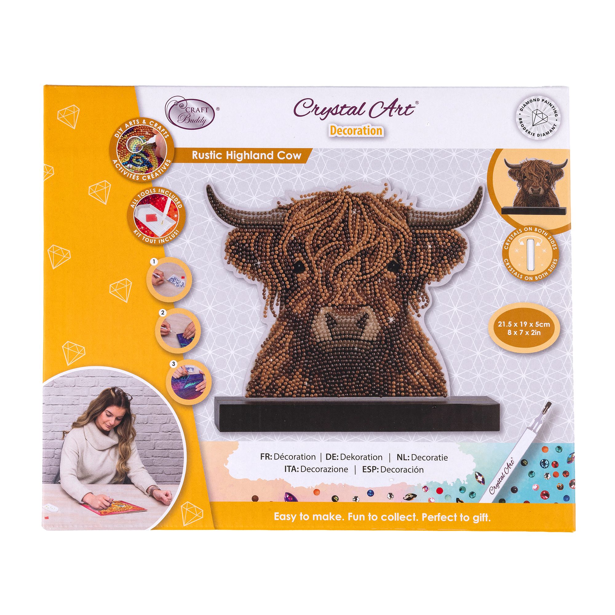 CRAFT BUDDY™ Diamond Painting Kuhkopf ca. 21,5x19x5cm 5tlg.
