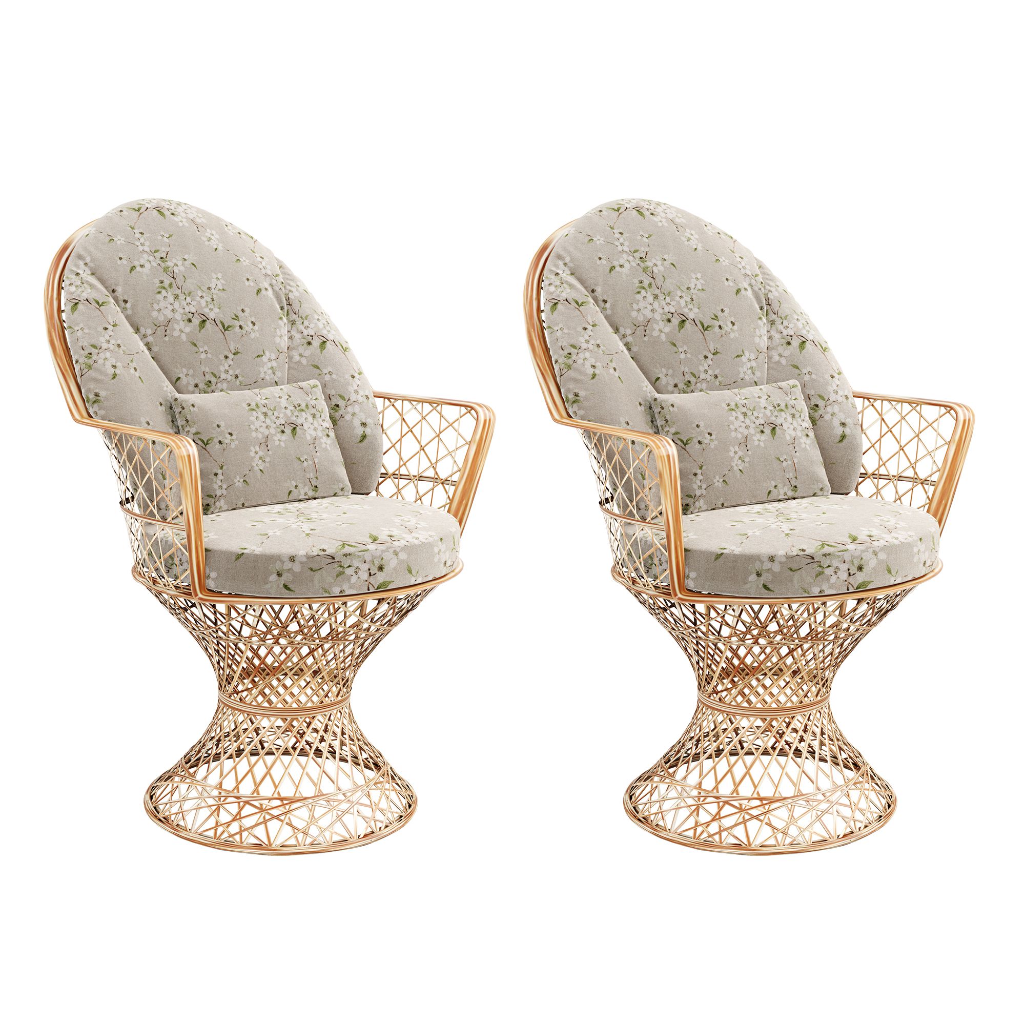 MASSON® Fiberglasmöbel-Set 2 Romantiksessel Diamant Auflagen & Dekokissen