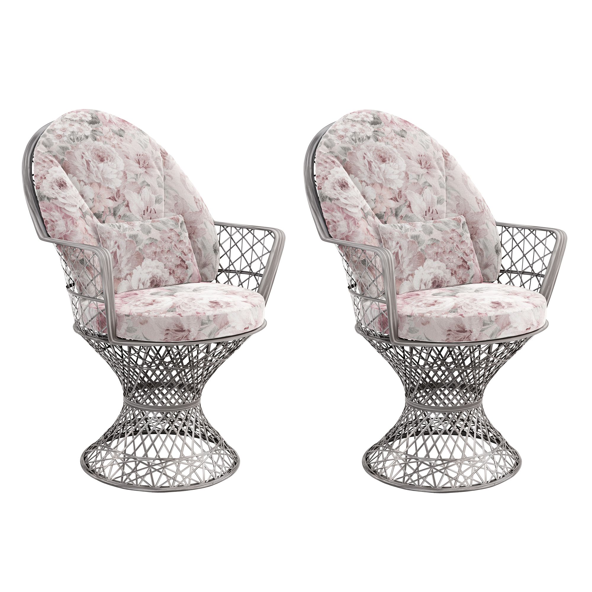 MASSON® Fiberglasmöbel-Set 2 Romantiksessel Diamant Auflagen & Dekokissen