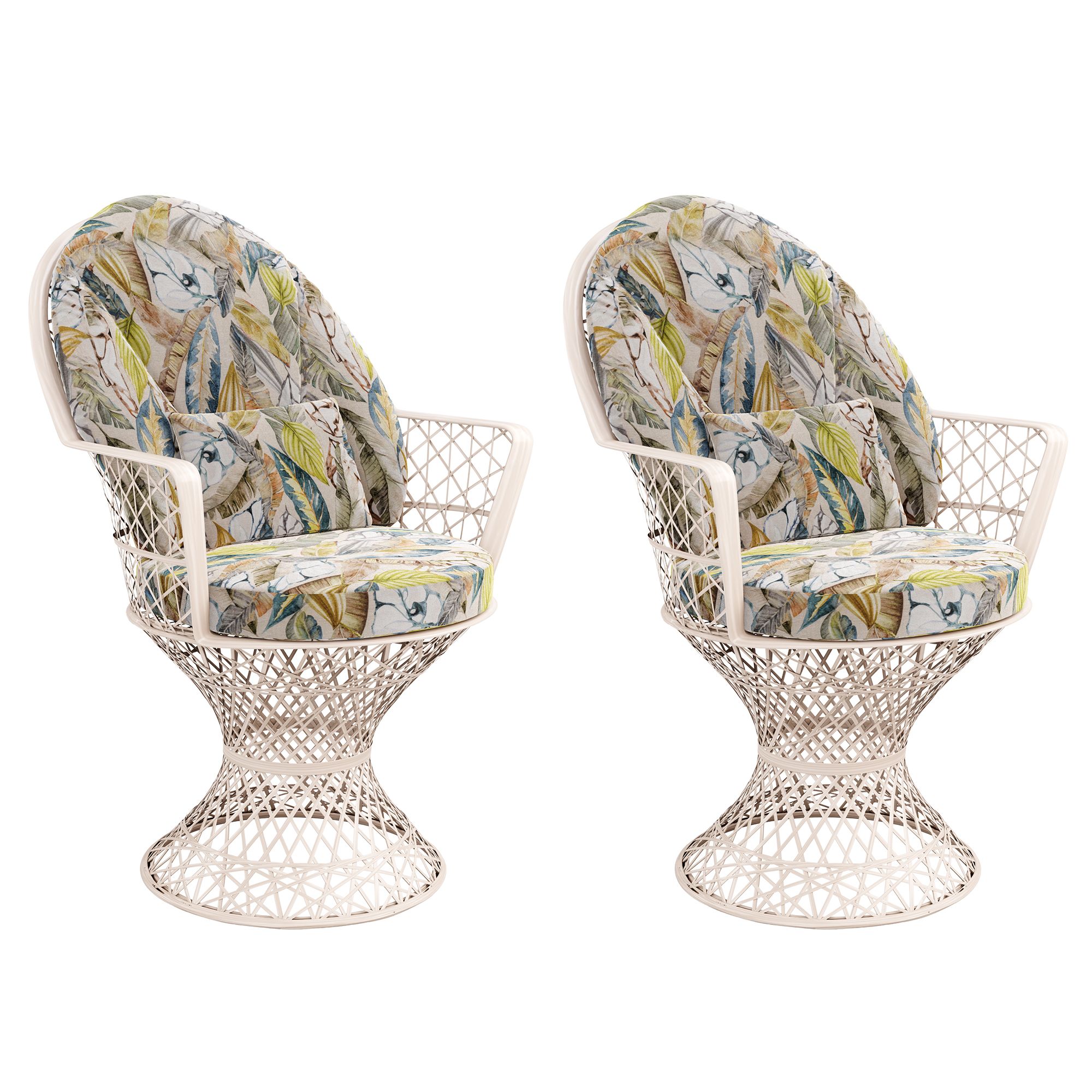 MASSON® Fiberglasmöbel-Set 2 Romantiksessel Diamant Auflagen & Dekokissen