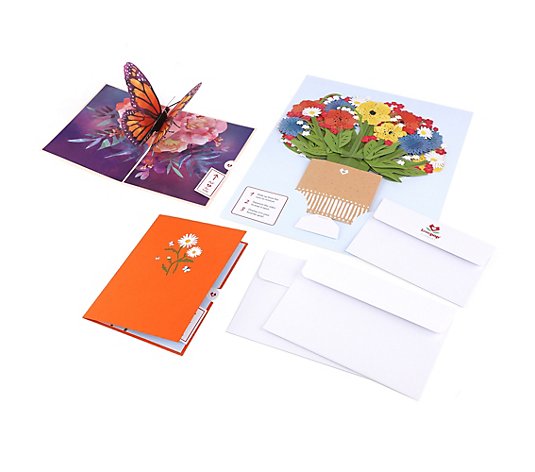 Lovepop Grußkarten-Set 3D-Pop-Up Karten & Blumen-Bouqet, 6tlg.