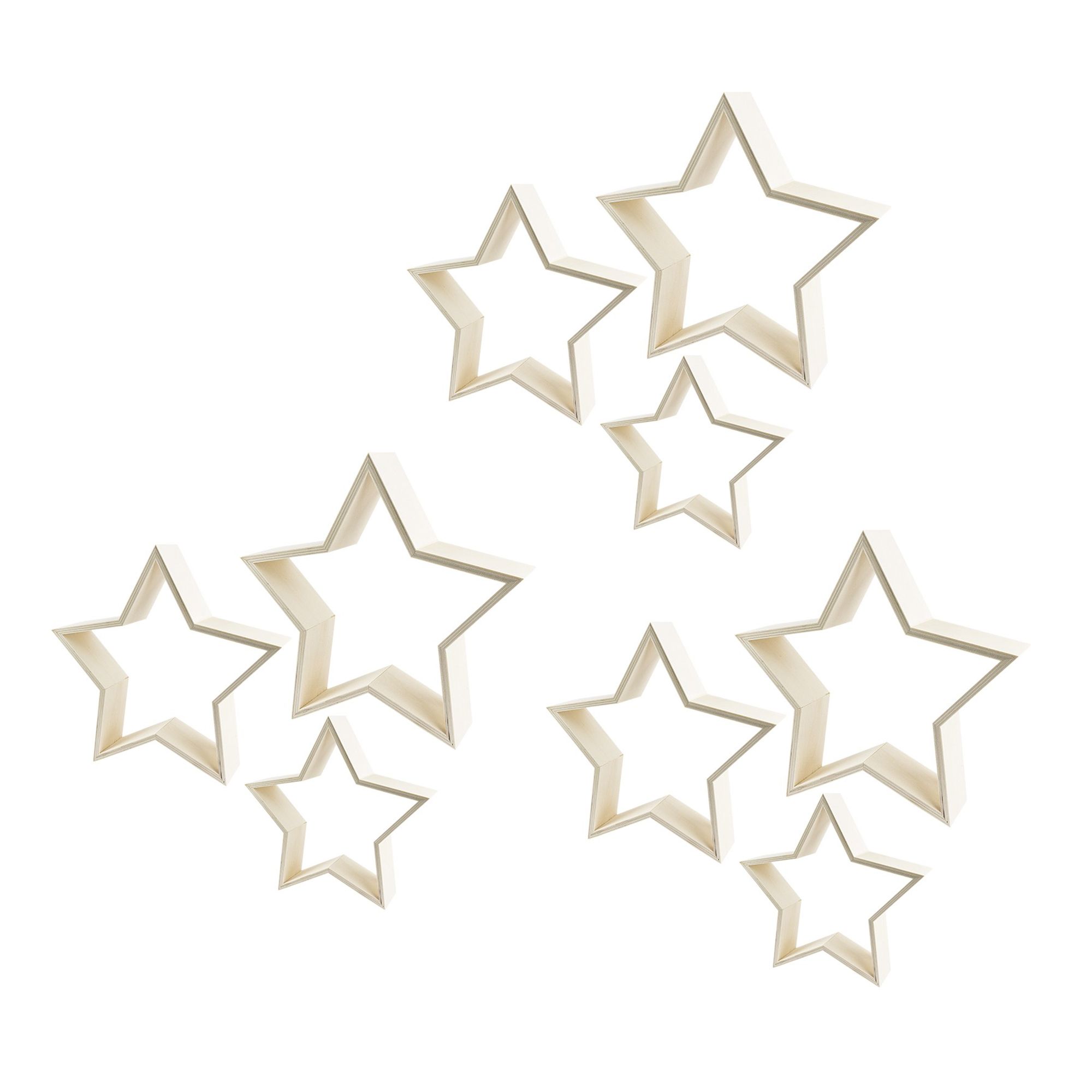 KARIN JITTENMEIER Kreativ-Set Holzrahmen in Sternenform 3 Größen, 9tlg.