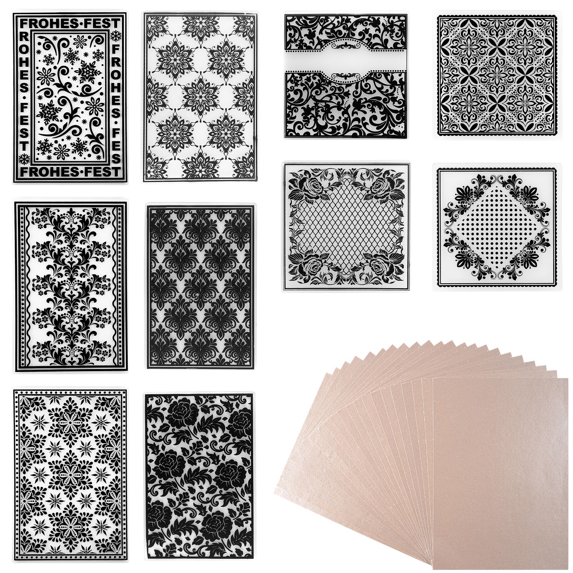 KARIN JITTENMEIER Schablonen-Set Prägeschablonen & Naturpapiere 34tlg.