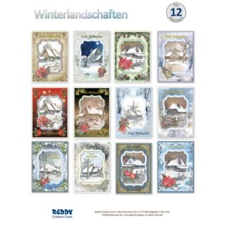 REDDY Grußkarten-Set Winterlandschaften in Sepia 40tlg.