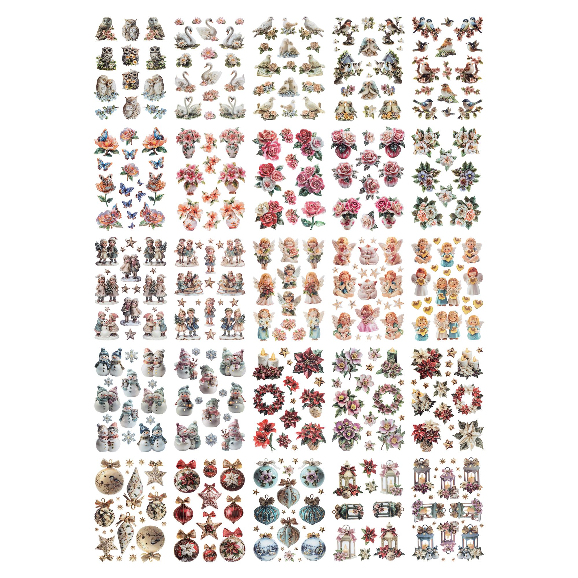 KARIN JITTENMEIER Sticker-Set 3D-Reliefsticker in Porzellan-Optik 25tlg.