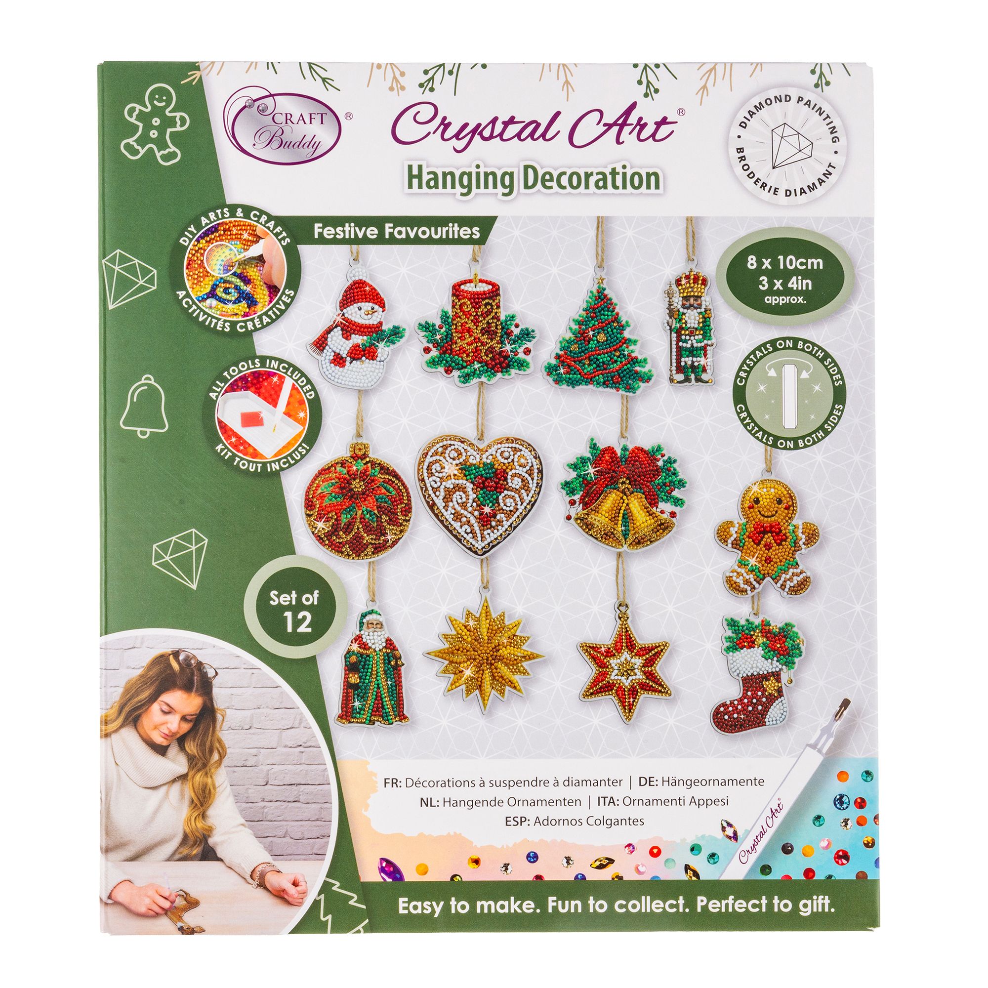 CRAFT BUDDY™ Diamond Painting Weihnachtsornamente versch. Designs 18tlg.
