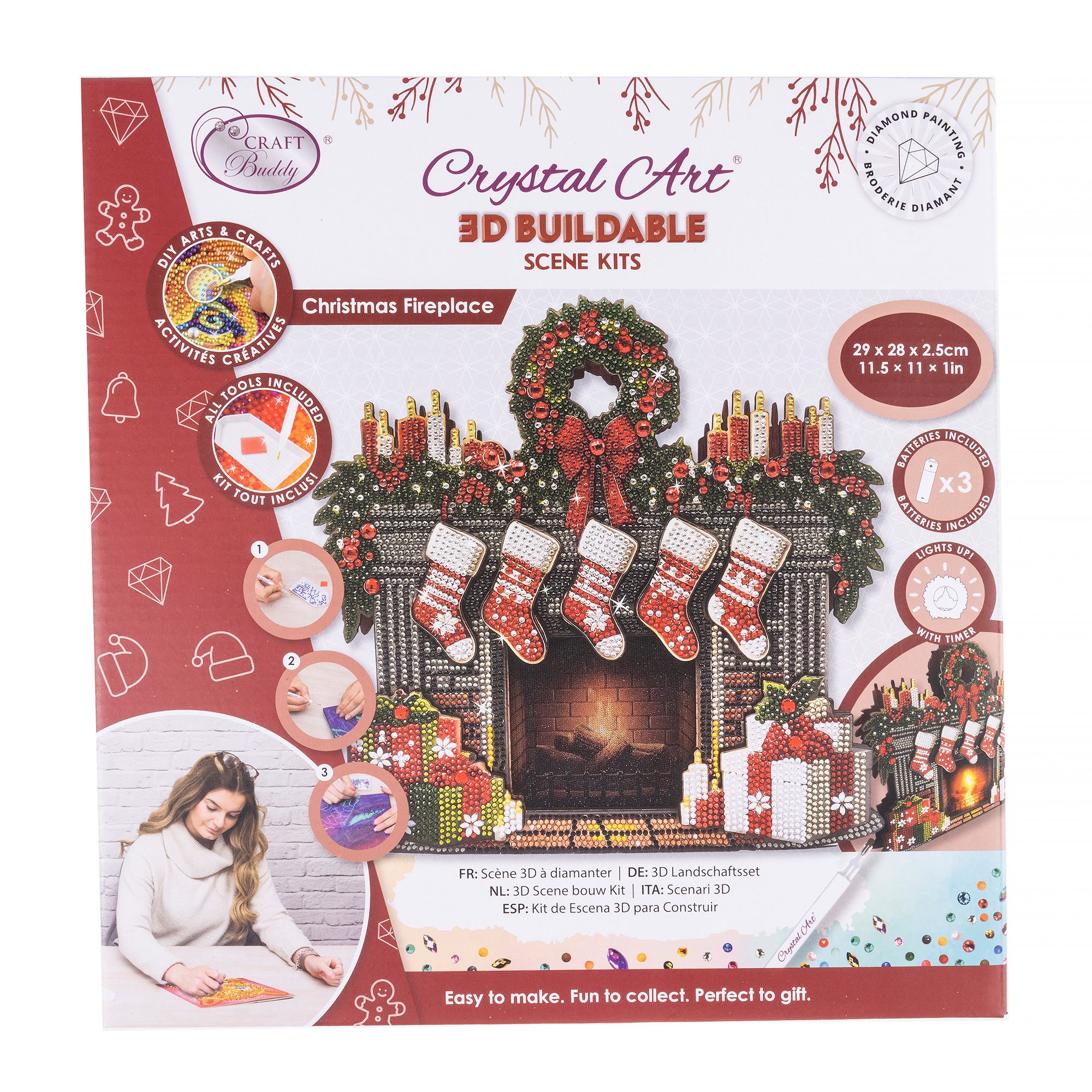 CRAFT BUDDY™ Diamond Painting Kamin ca. 28x8,5x27cm 9tlg.