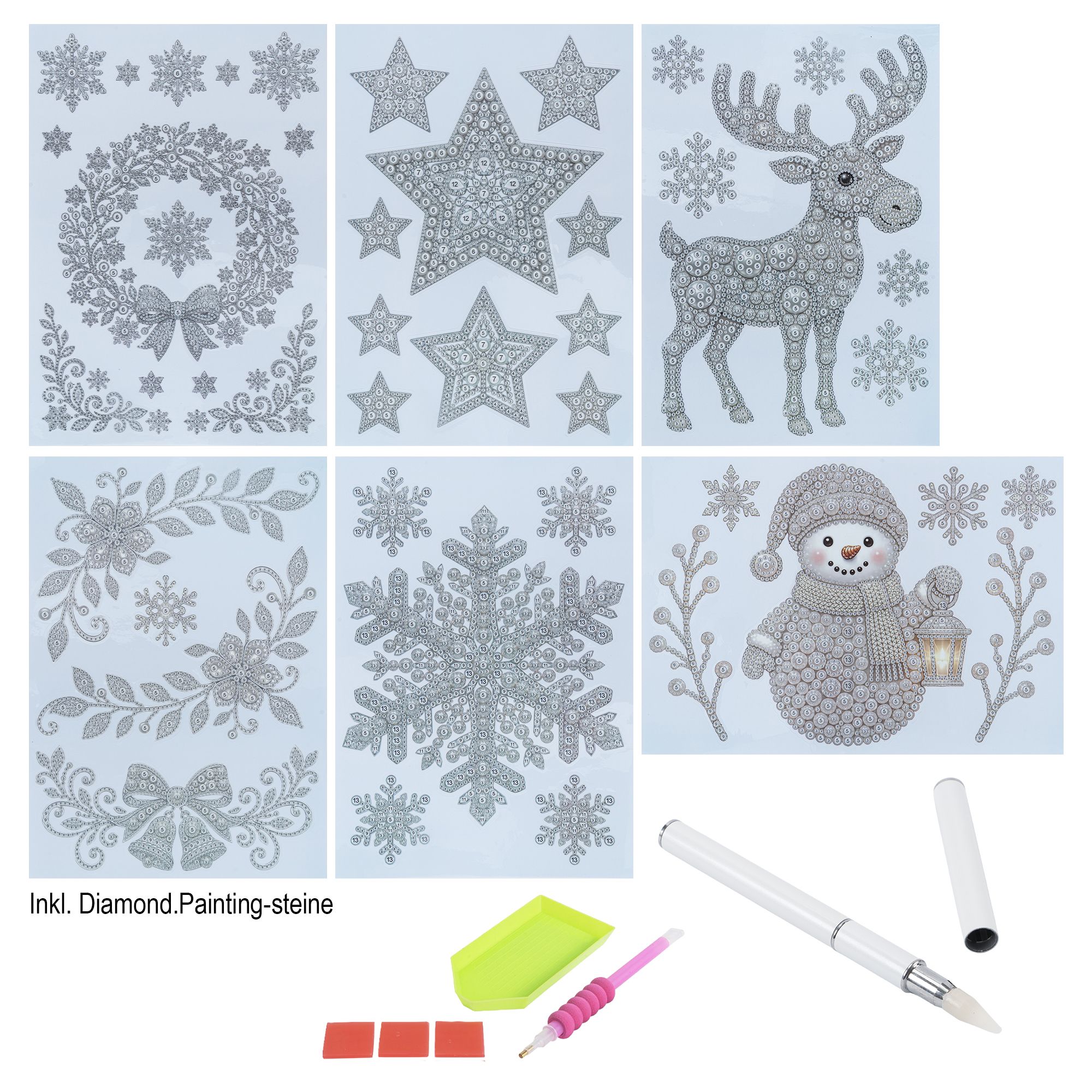 KARIN JITTENMEIER Diamond Painting-Set Fensterfolien mit Halbperlen 12tlg.