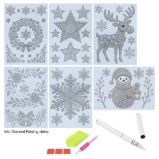 KARIN JITTENMEIER Diamond Painting-Set Fensterfolien mit Halbperlen 12tlg.