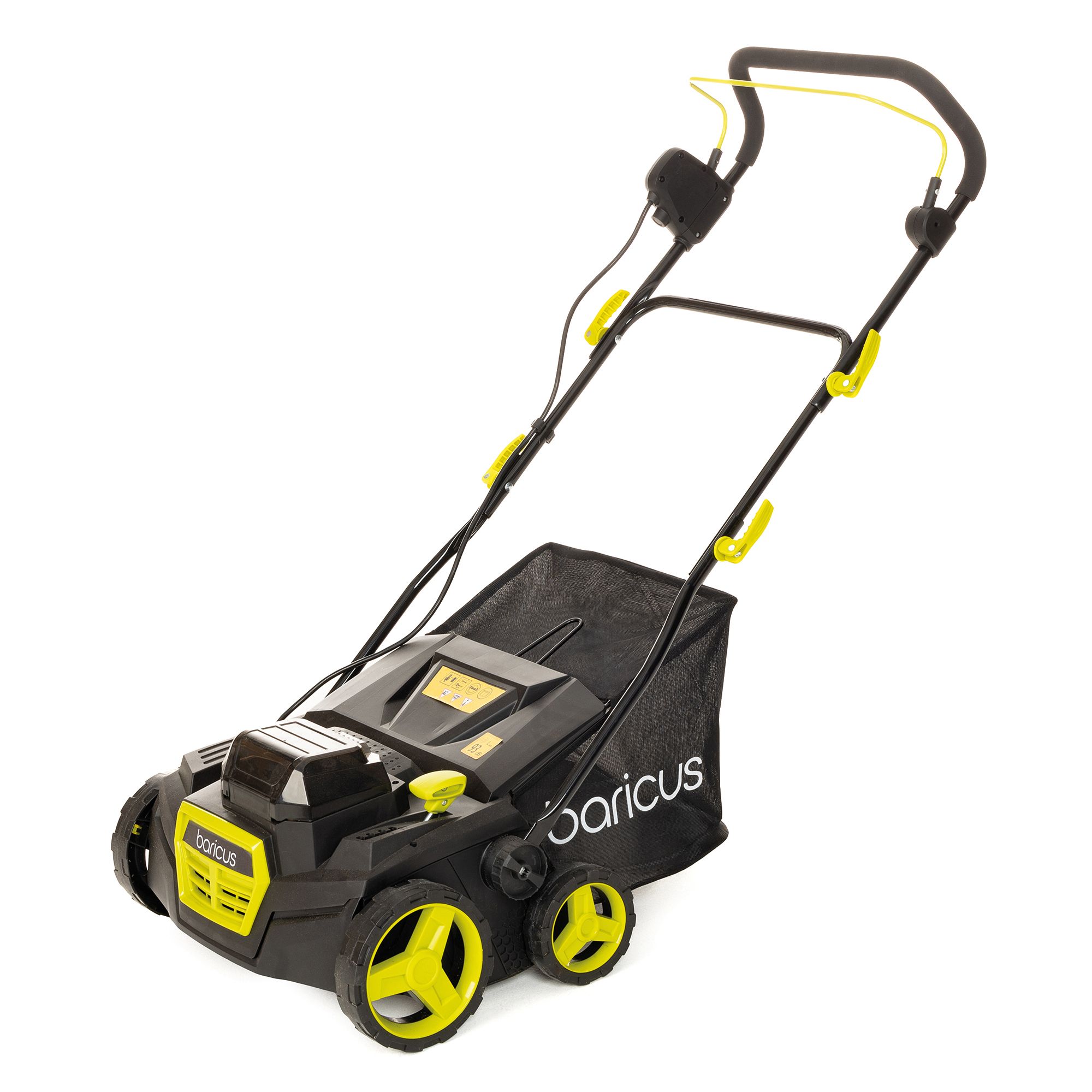 BARICUS Vertikutierer 36V mit Grasfangsack 45l Lüfter -& Messerwalze 5J.Herstellergarantie