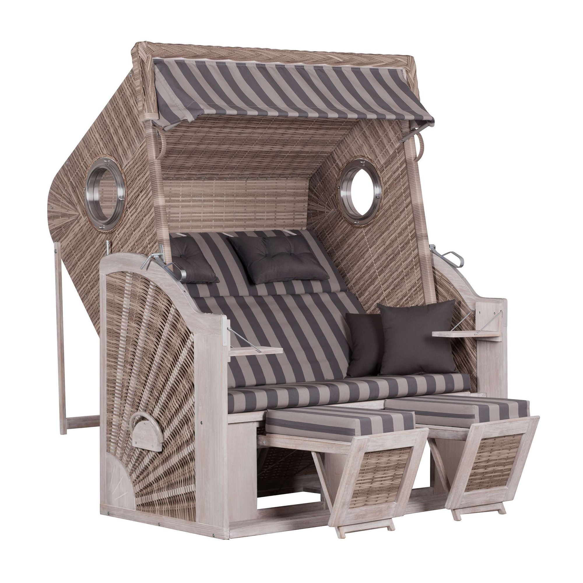 deVries Strandkorb PURE® Cliff XXL Sun Aluminium-Bullaugen ca. 145x80x160cm