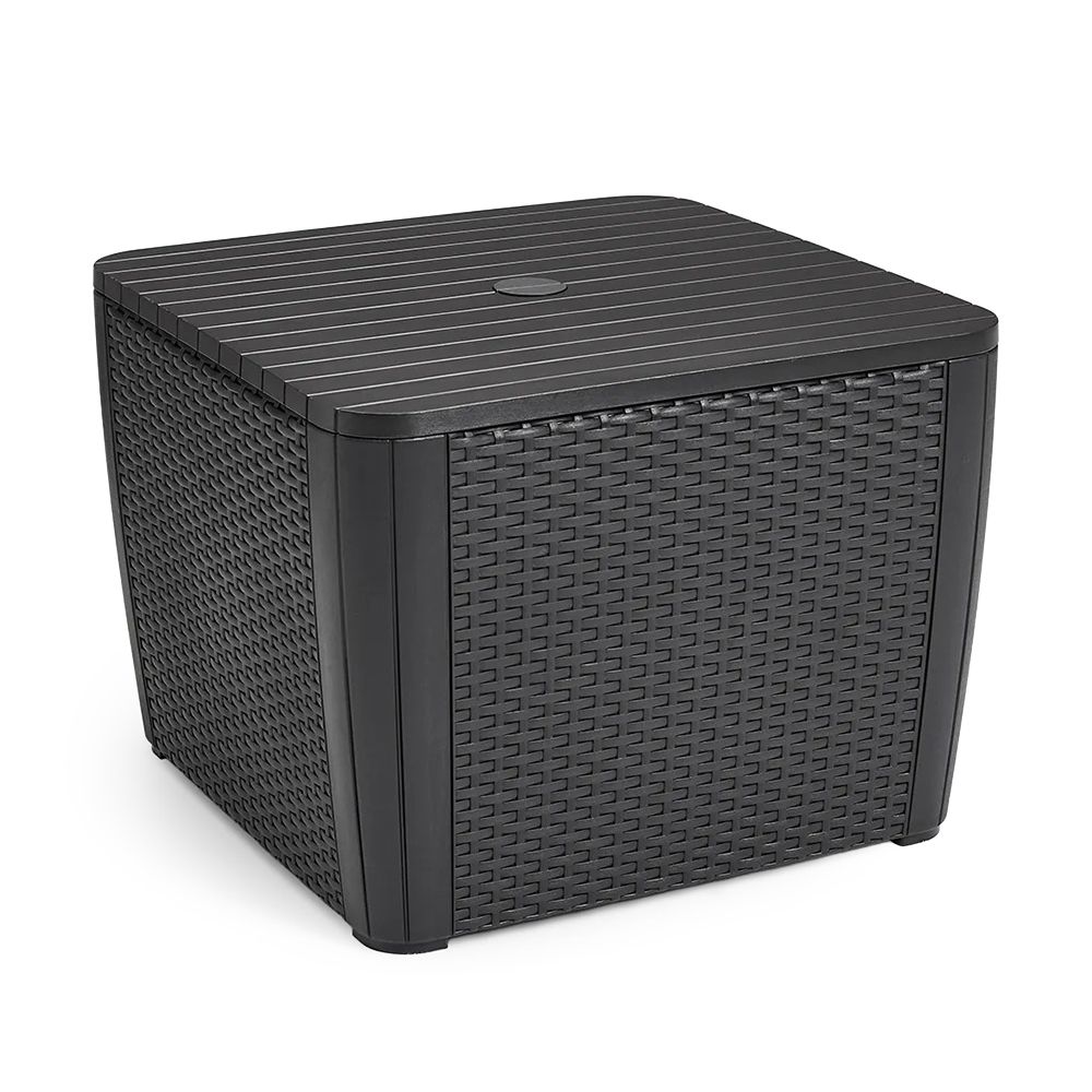 KETER® Gartentisch PATIO mit Schirmloch und Stauraum 102l Deckel abnehmbar