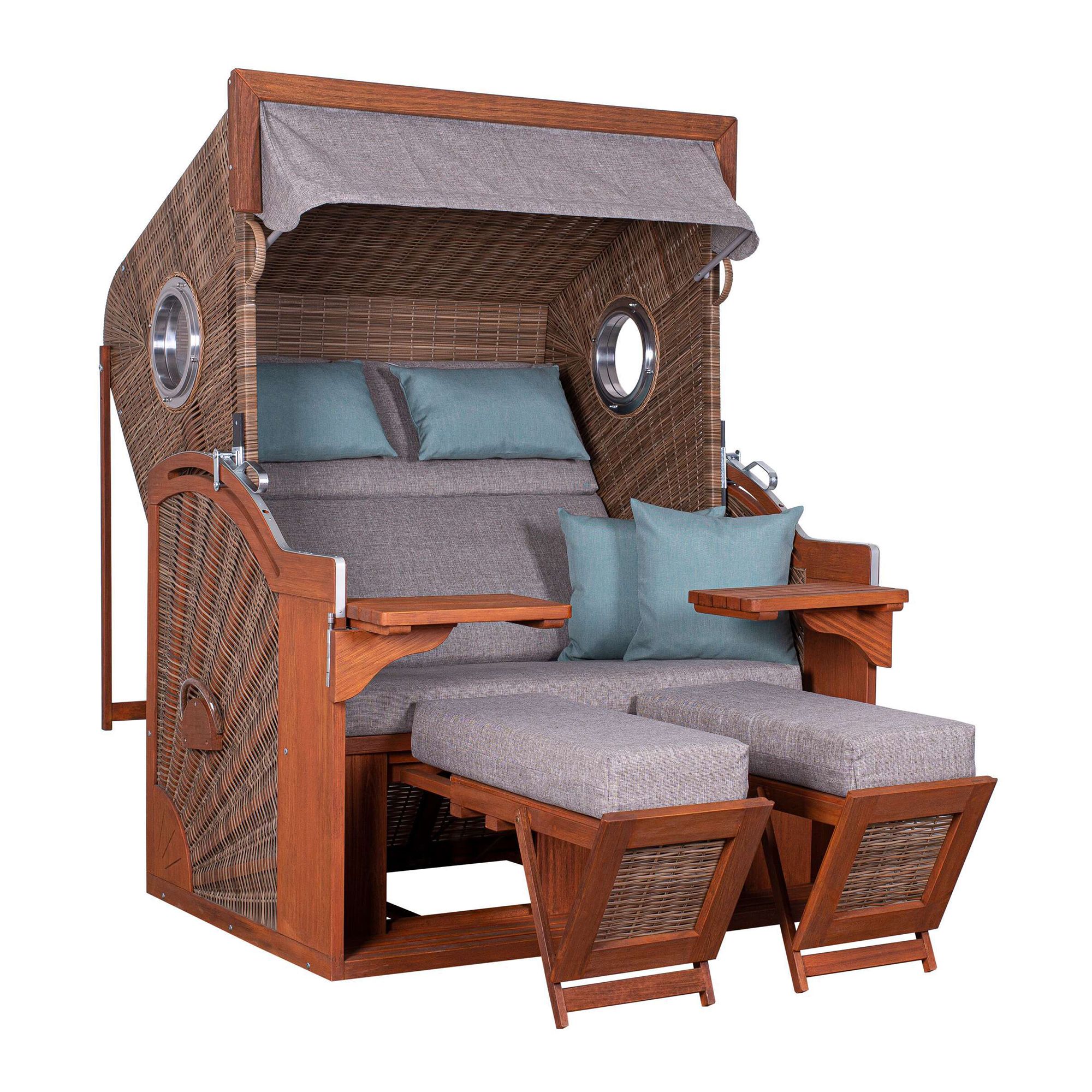 deVries Strandkorb PURE® Seaside XL Aluminium-Bullaugen ca. 132x92x165cm