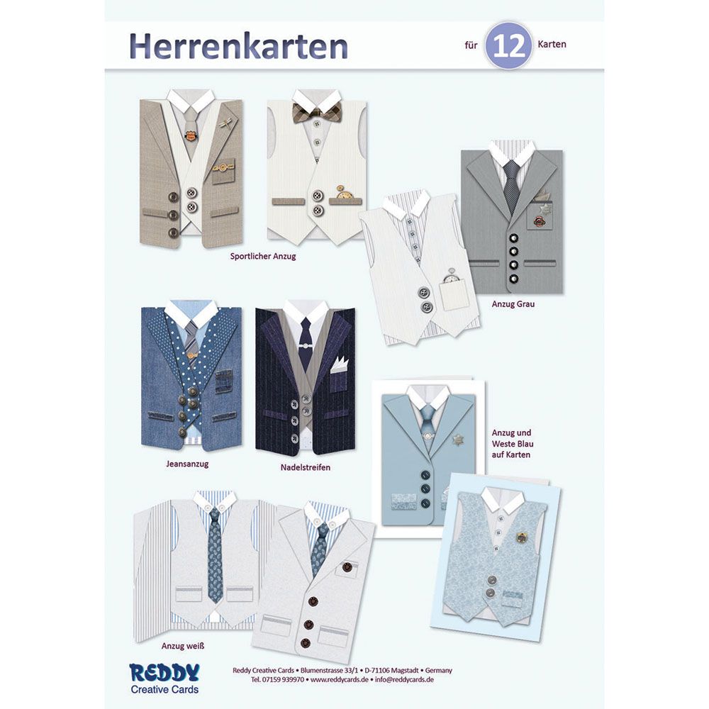  REDDY Grußkarten-Set Herrenkarten inkl. Stanzbogen 44tlg.