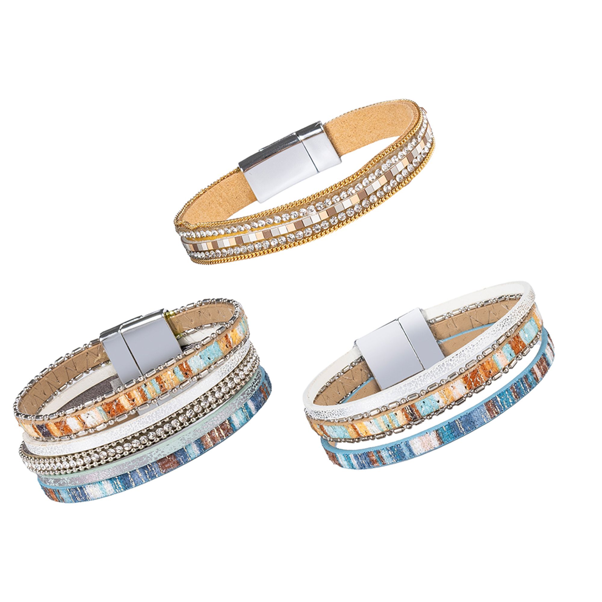 CRAFT BUDDY™ Schmuck-Set Armbänder mehrreihig 15tlg.