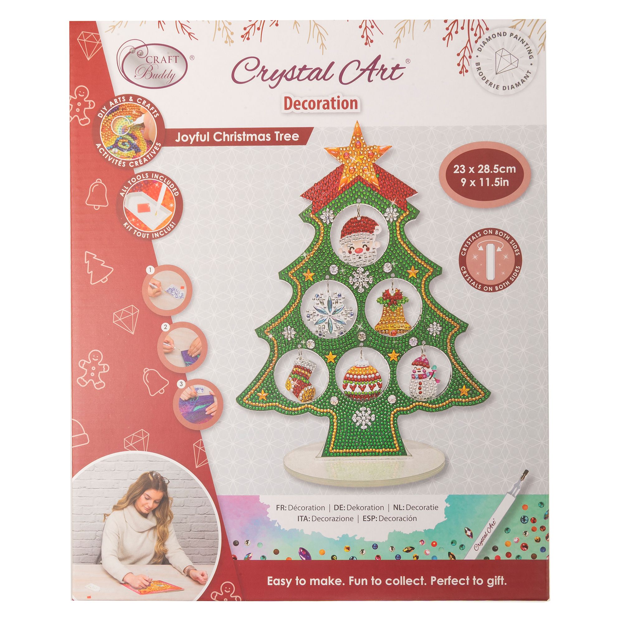 CRAFT BUDDY™ Diamond Painting-Set Tannenbaum mit Weihnachtskugeln 12tlg.