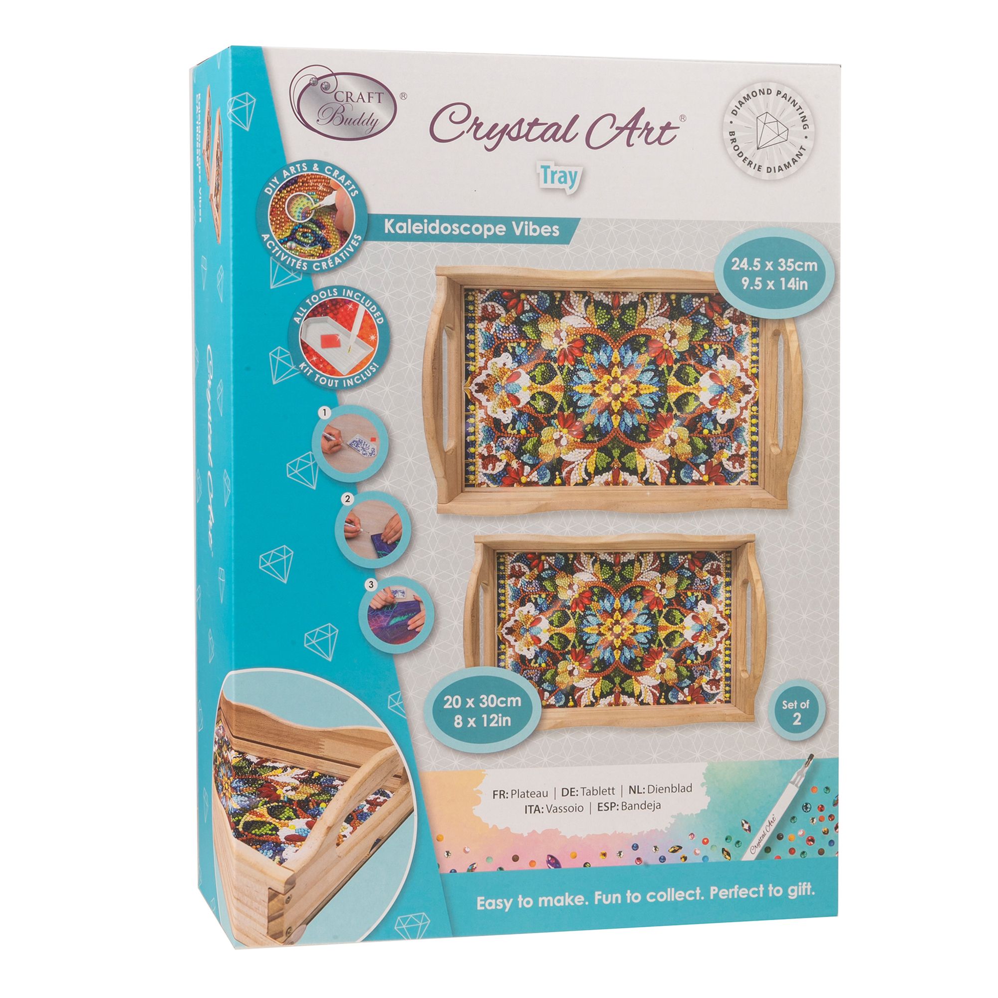 CRAFT BUDDY™ Diamond Painting 2 Holztabletts ca. 20x30 & 24x35cm 7tlg.